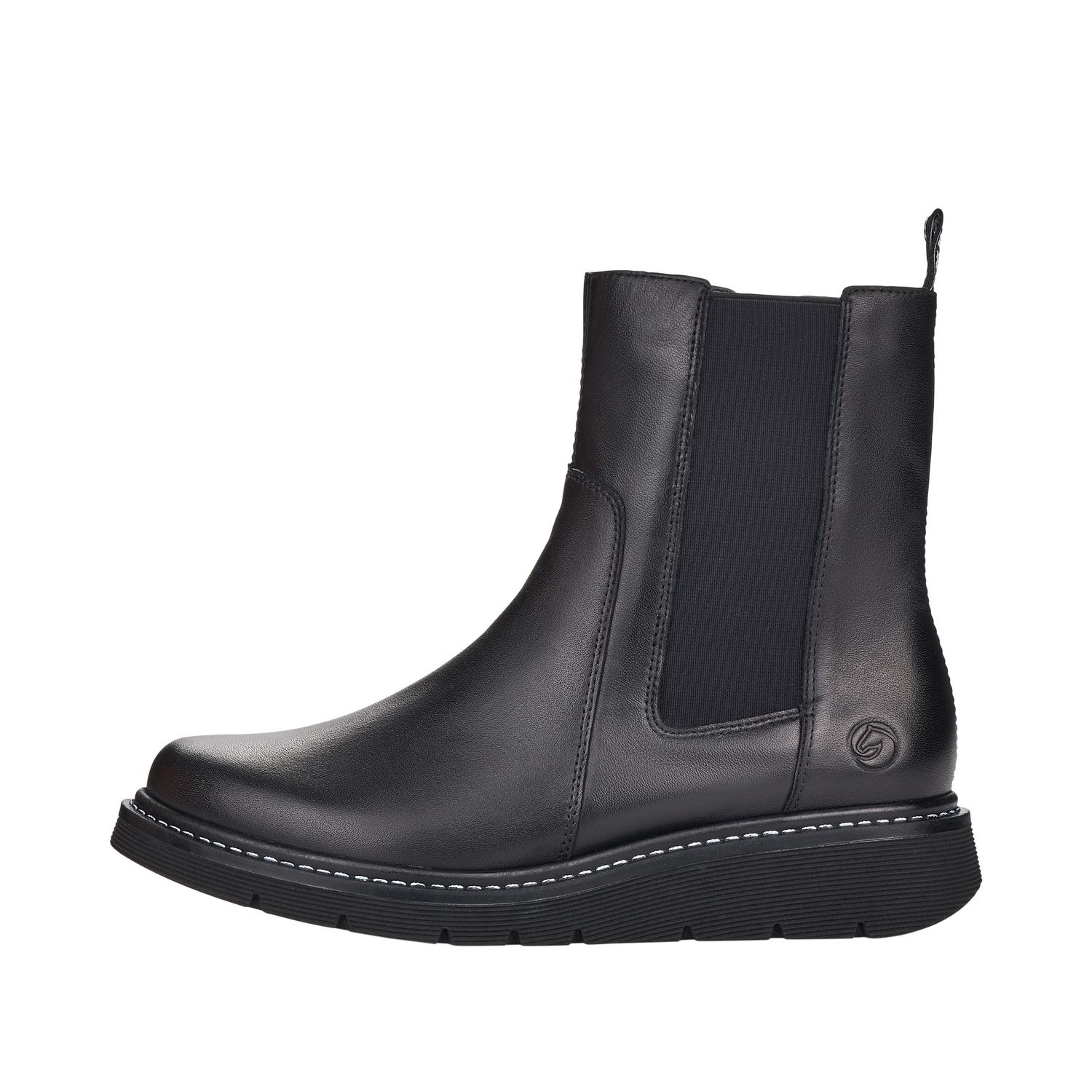 Leather Ankle Boots with Side Zipper in Black