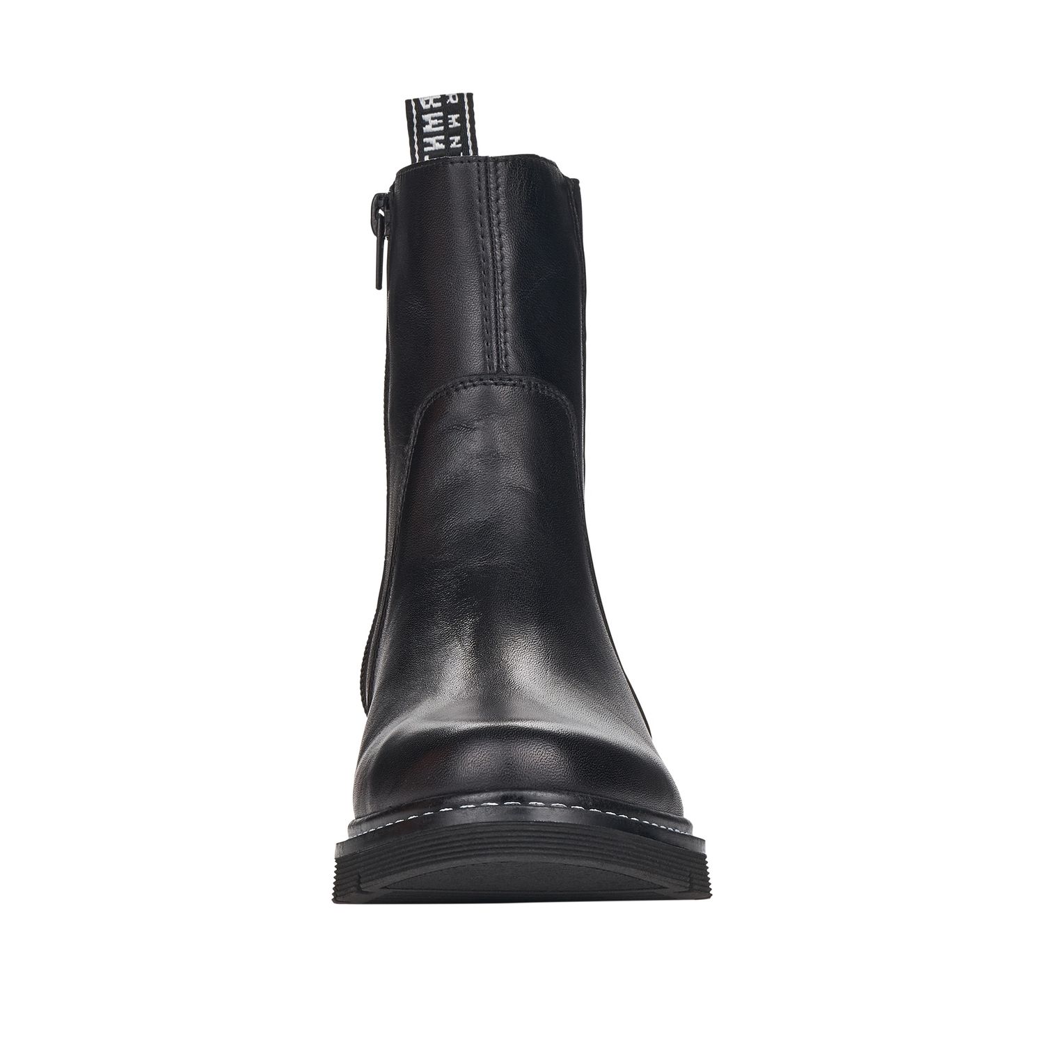Leather Ankle Boots with Side Zipper in Black