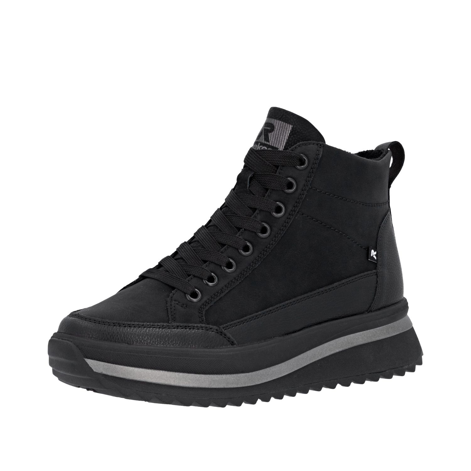 Laced Ankle Leather Boots in Black