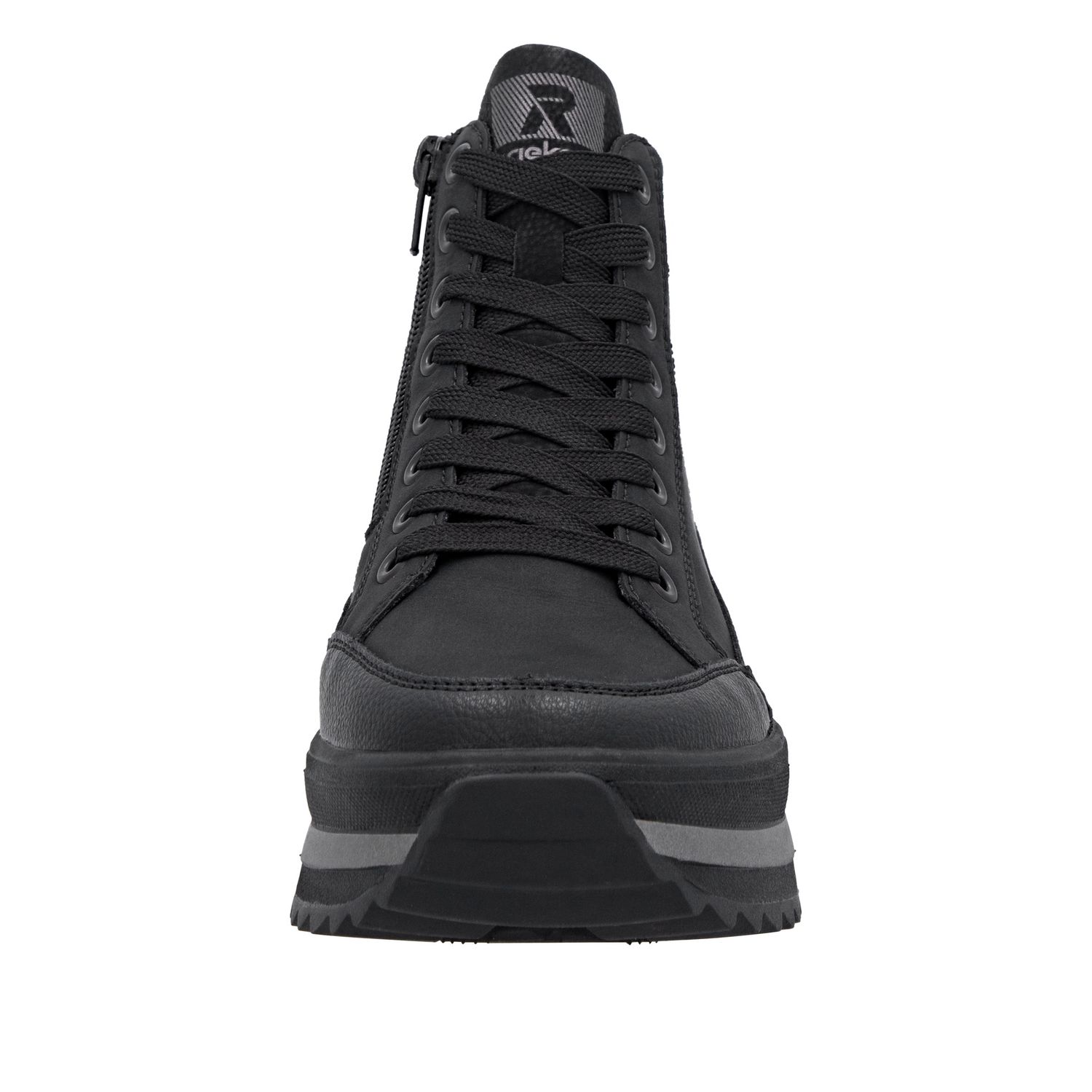 Laced Ankle Leather Boots in Black