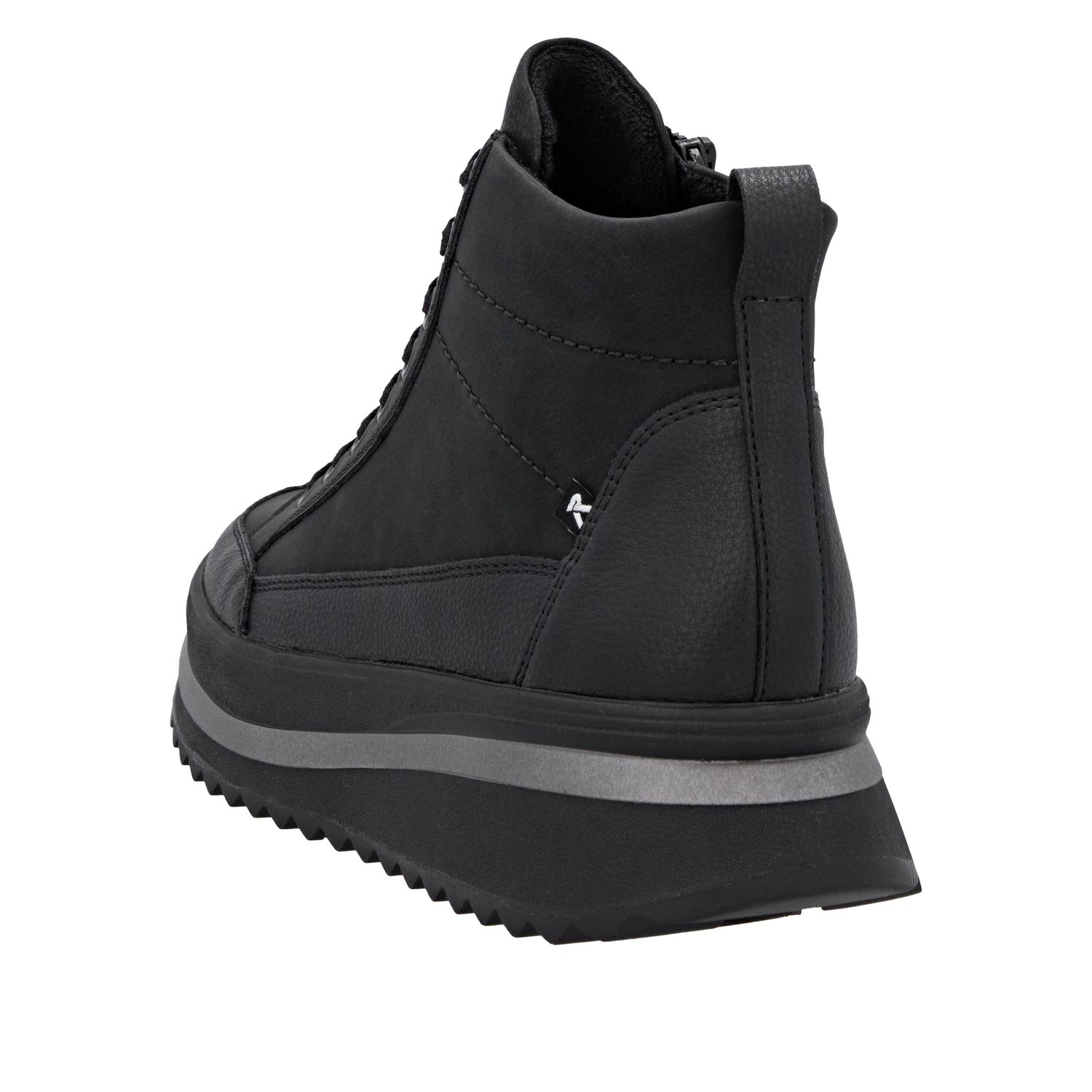 Laced Ankle Leather Boots in Black