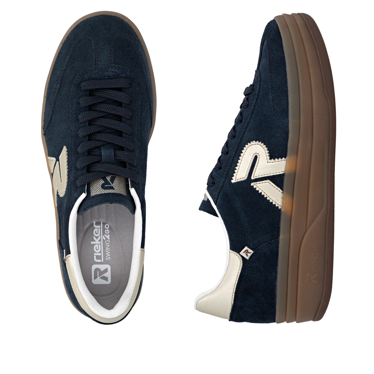 Lace-Up Suede Shoes in Navy