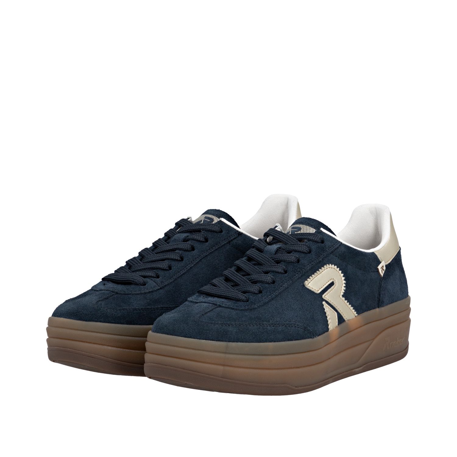Lace-Up Suede Shoes in Navy