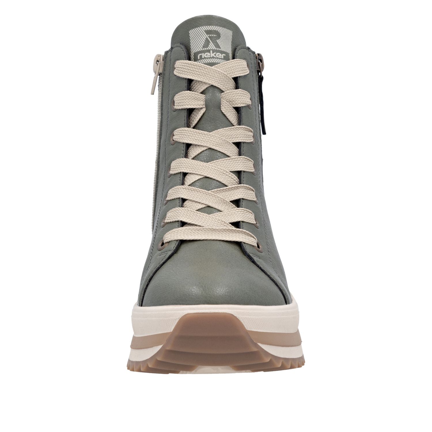 Lace-Up Boots with Zipper in Green