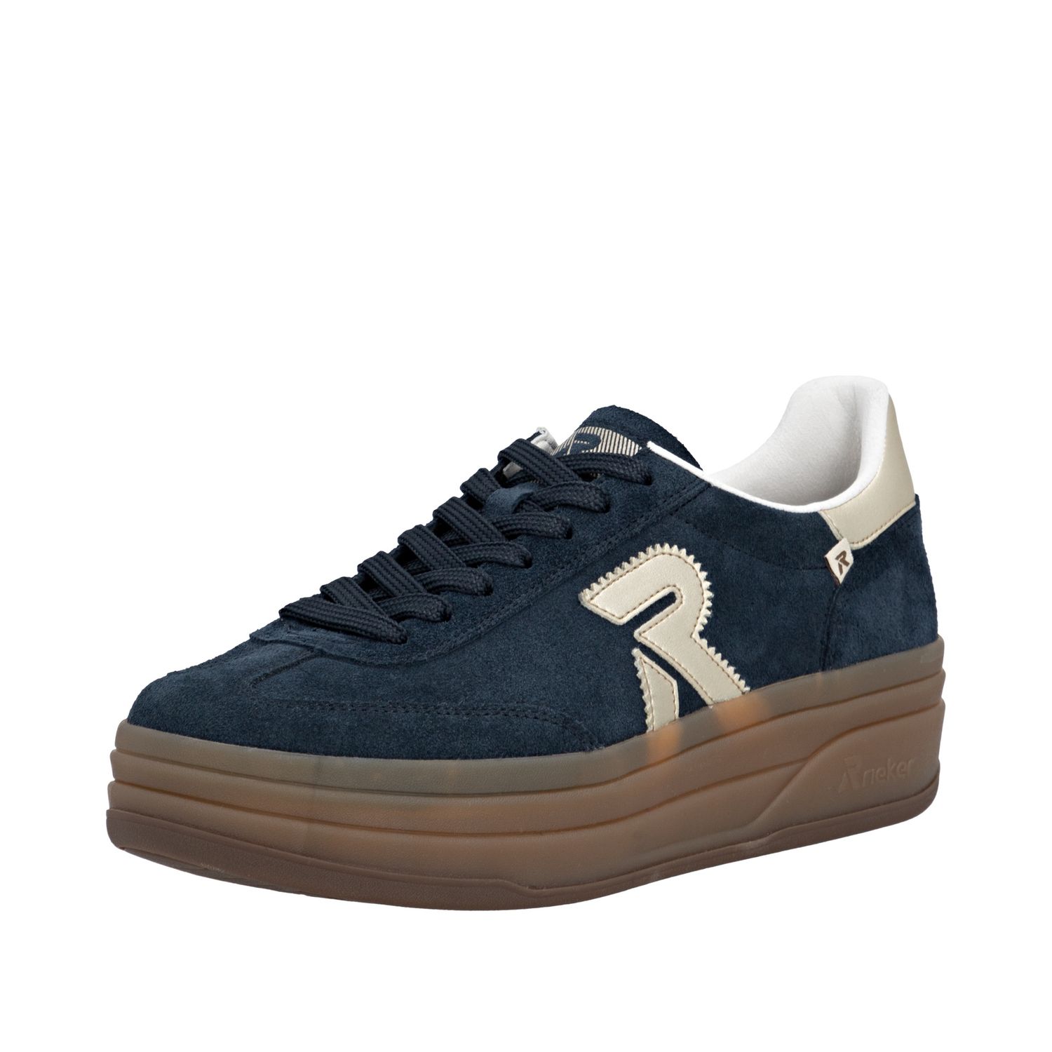 Lace-Up Suede Shoes in Navy