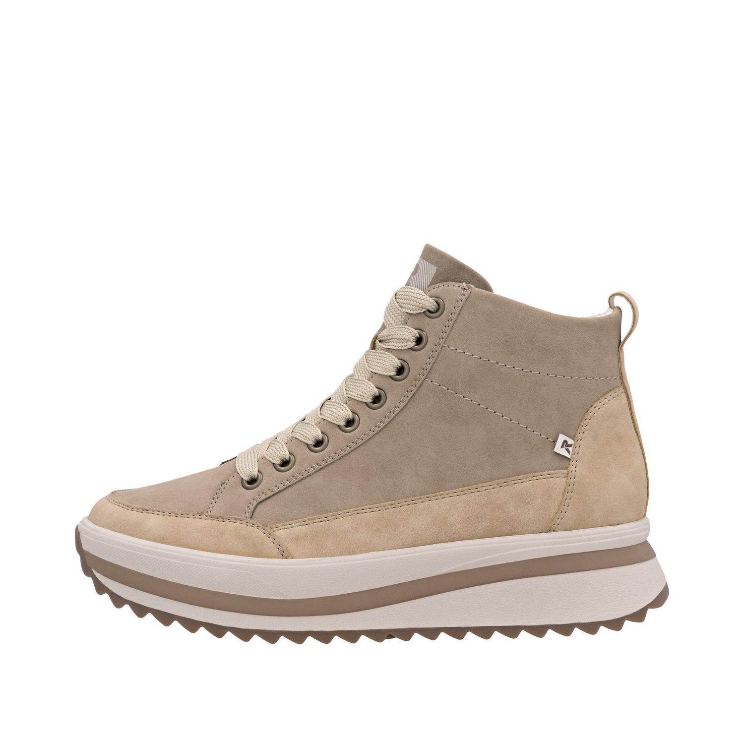 Lace-Up Leather Boots in Beige