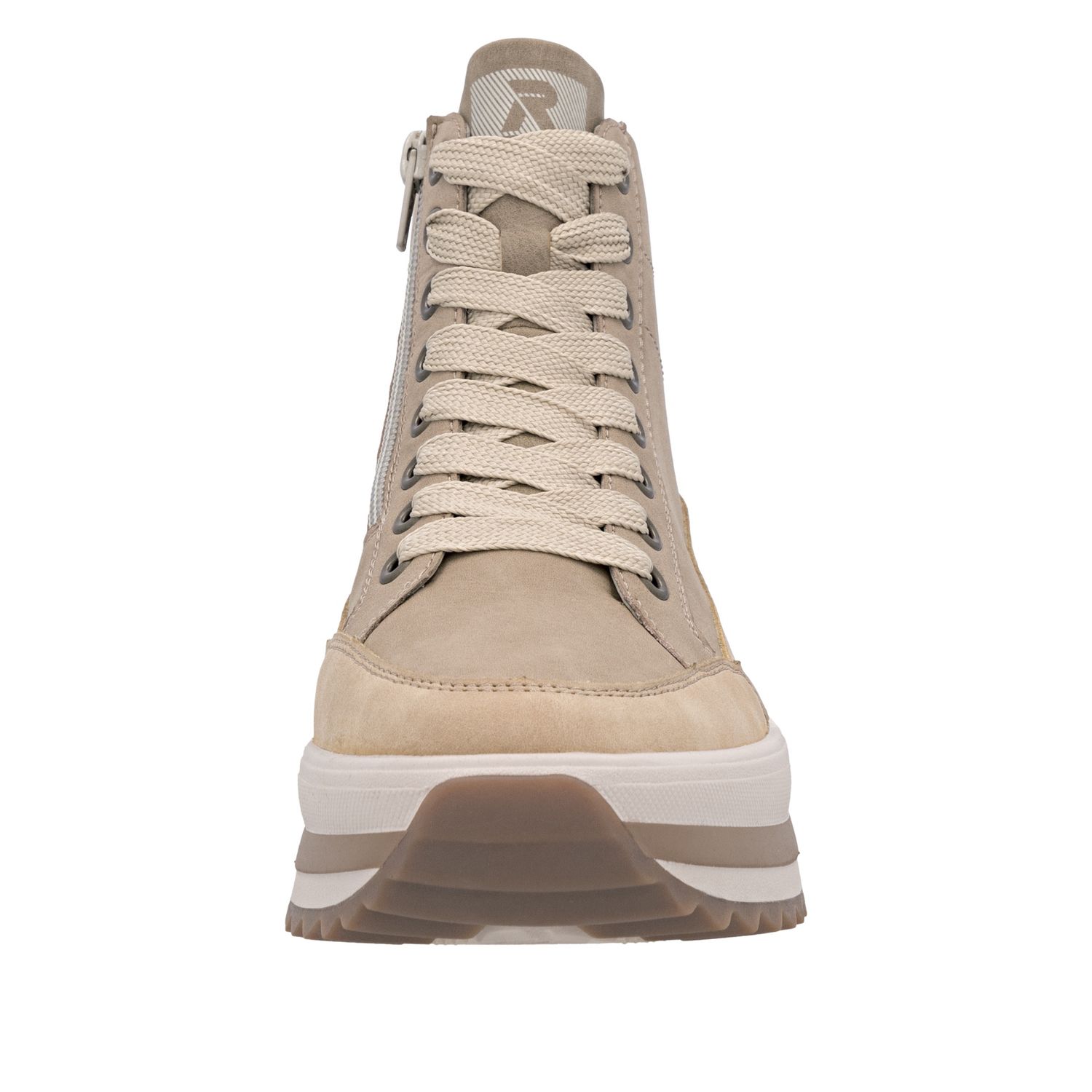 Lace-Up Leather Boots in Beige