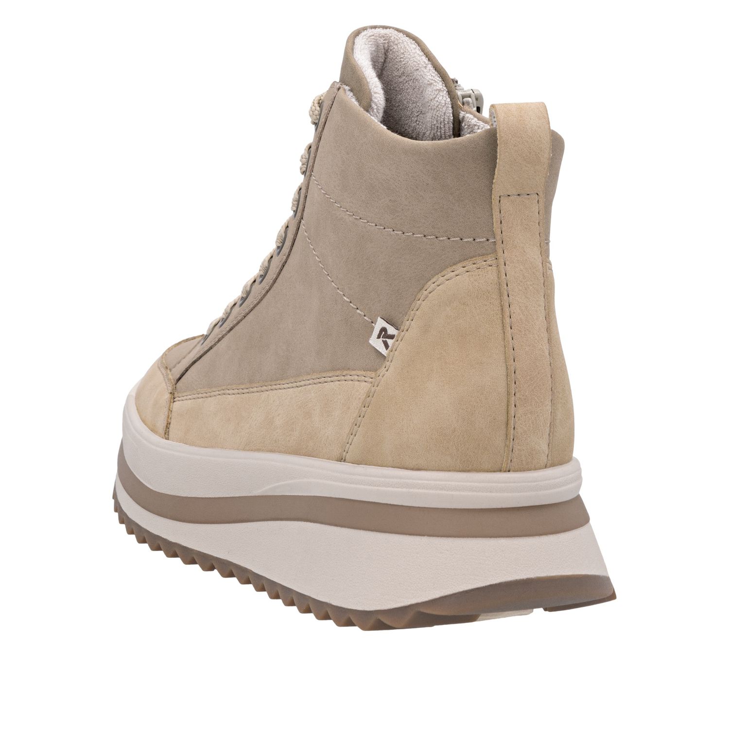 Lace-Up Leather Boots in Beige