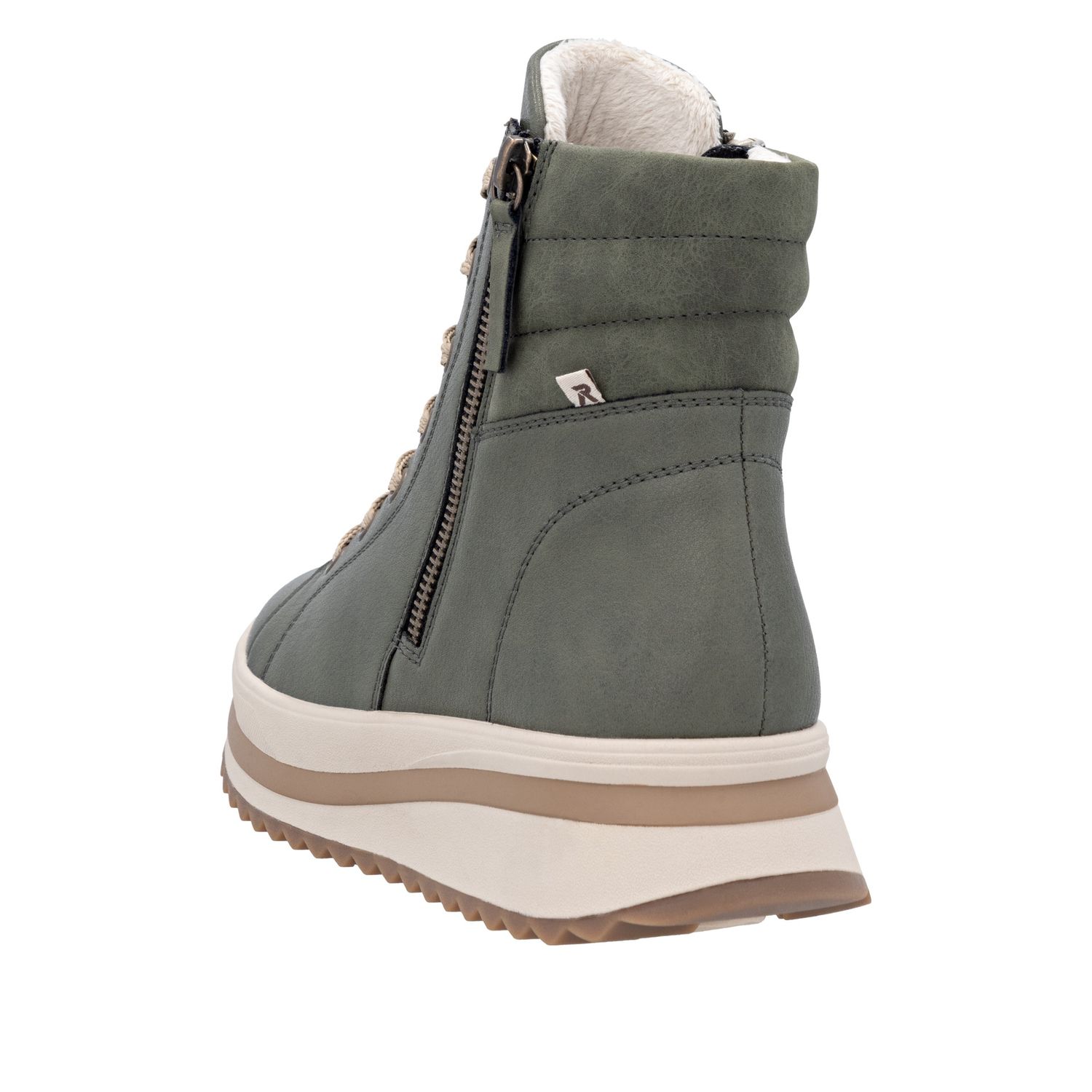 Lace-Up Boots with Zipper in Green