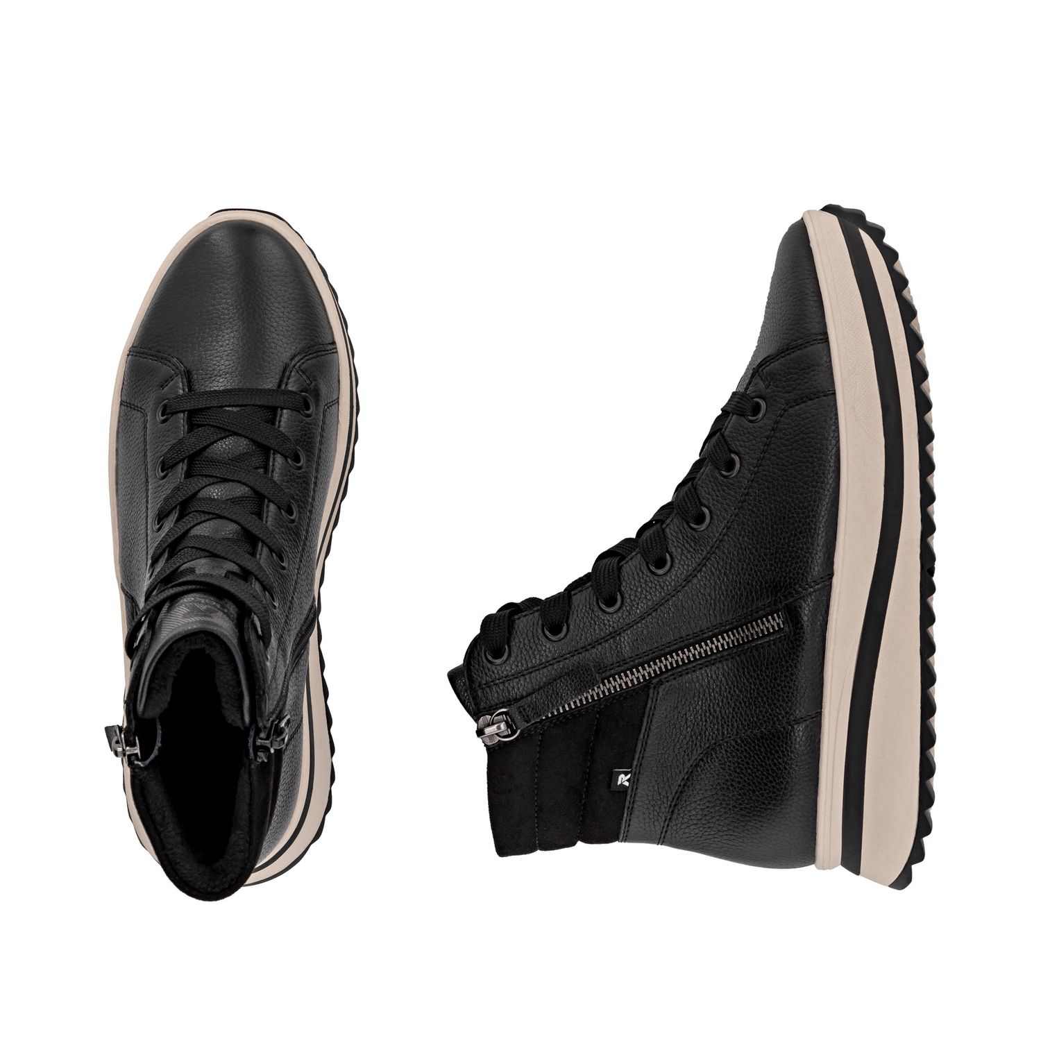 Lace-Up Boots with Zipper in Black
