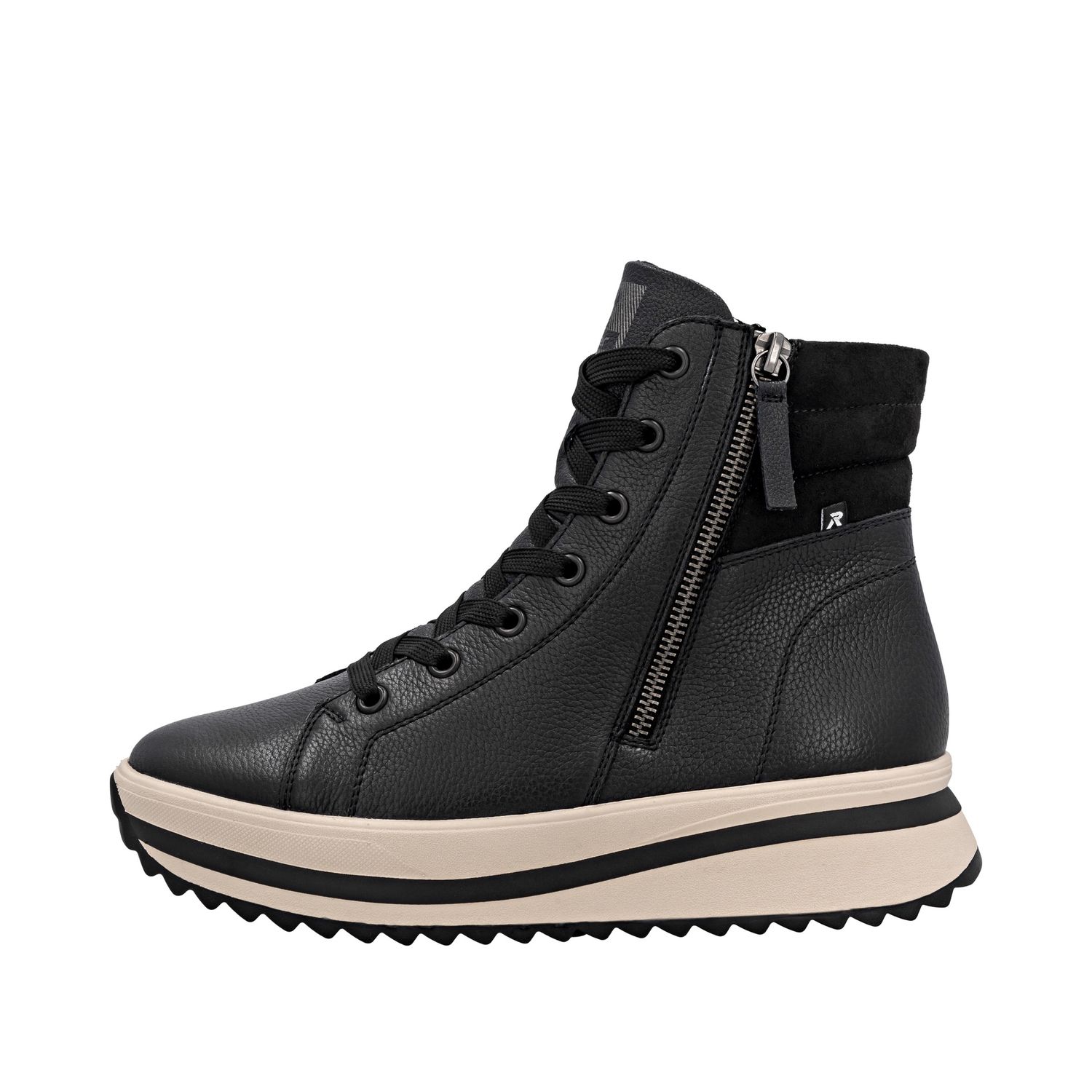 Lace-Up Boots with Zipper in Black