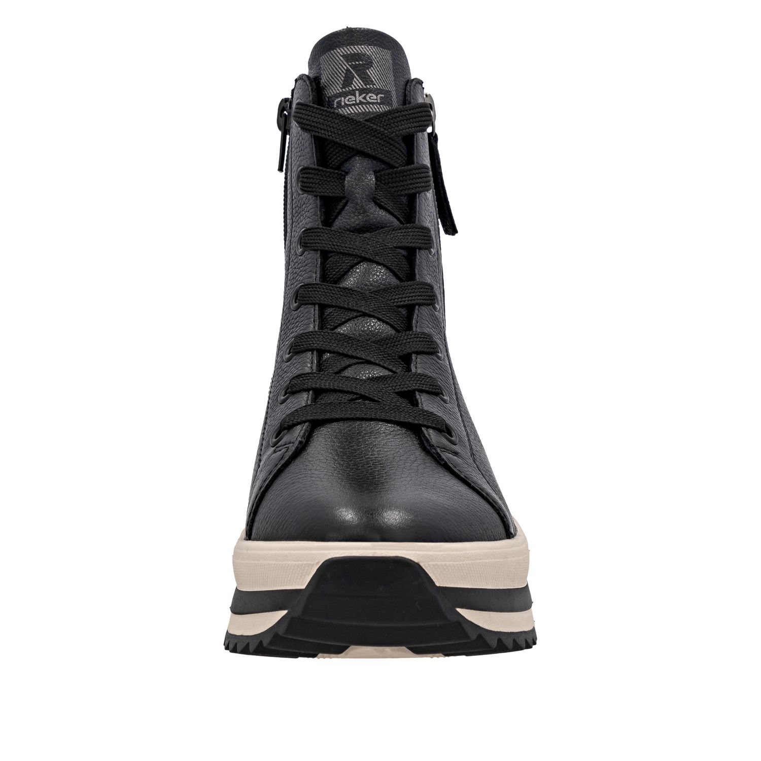 Lace-Up Boots with Zipper in Black