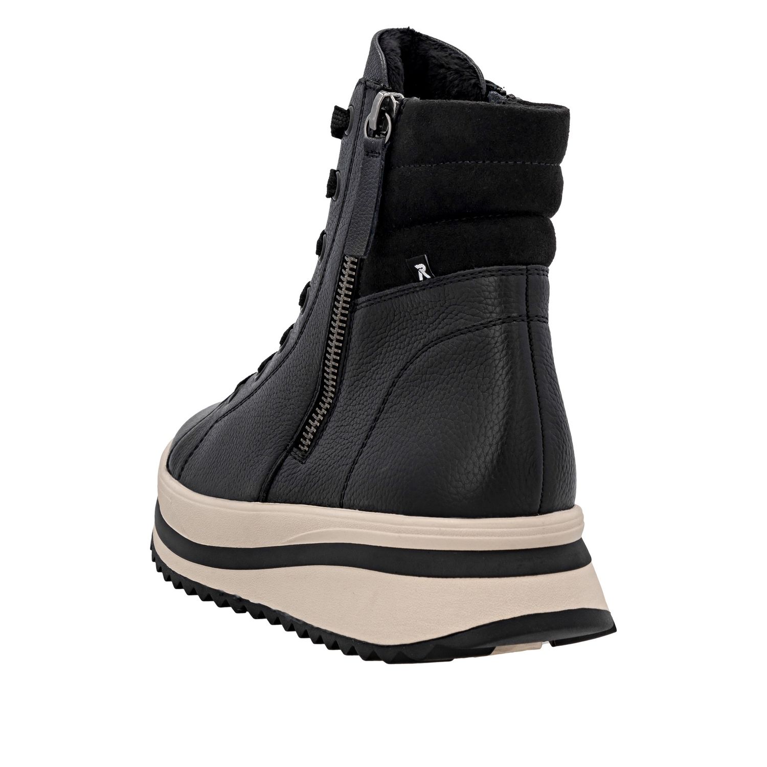 Lace-Up Boots with Zipper in Black
