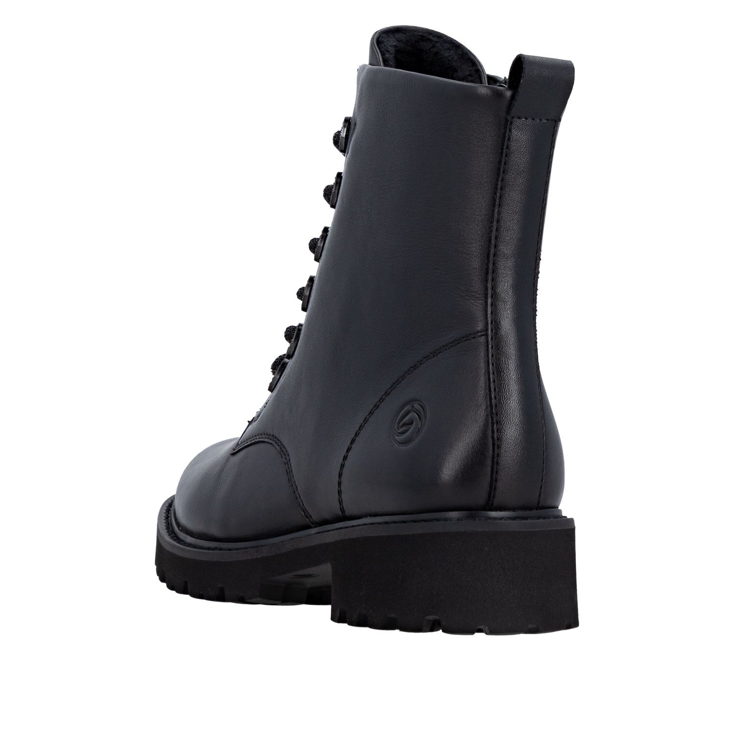 Lace-Up Ankle Boots with Shiny Details in Black