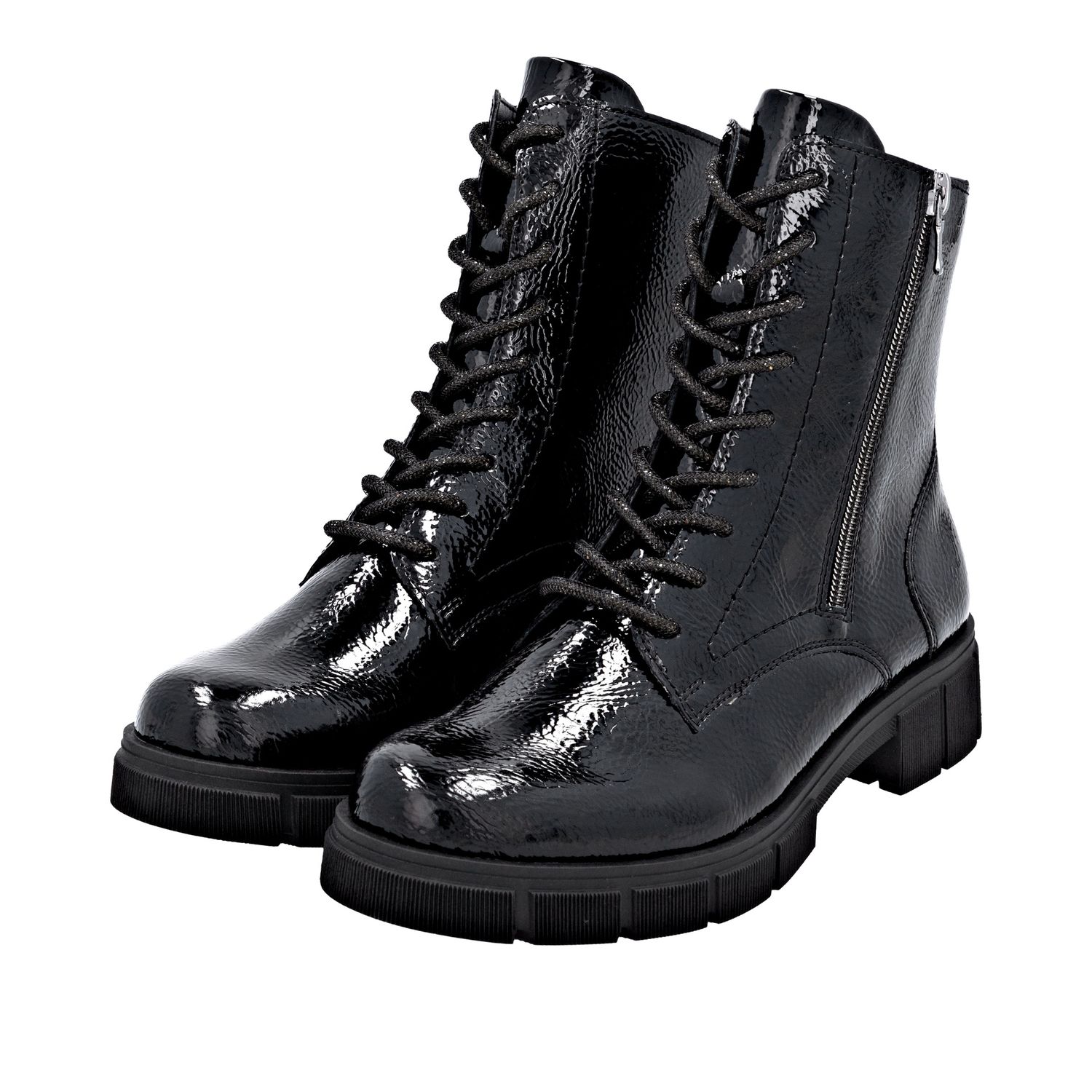 Lace-Up Ankle Boots in Black