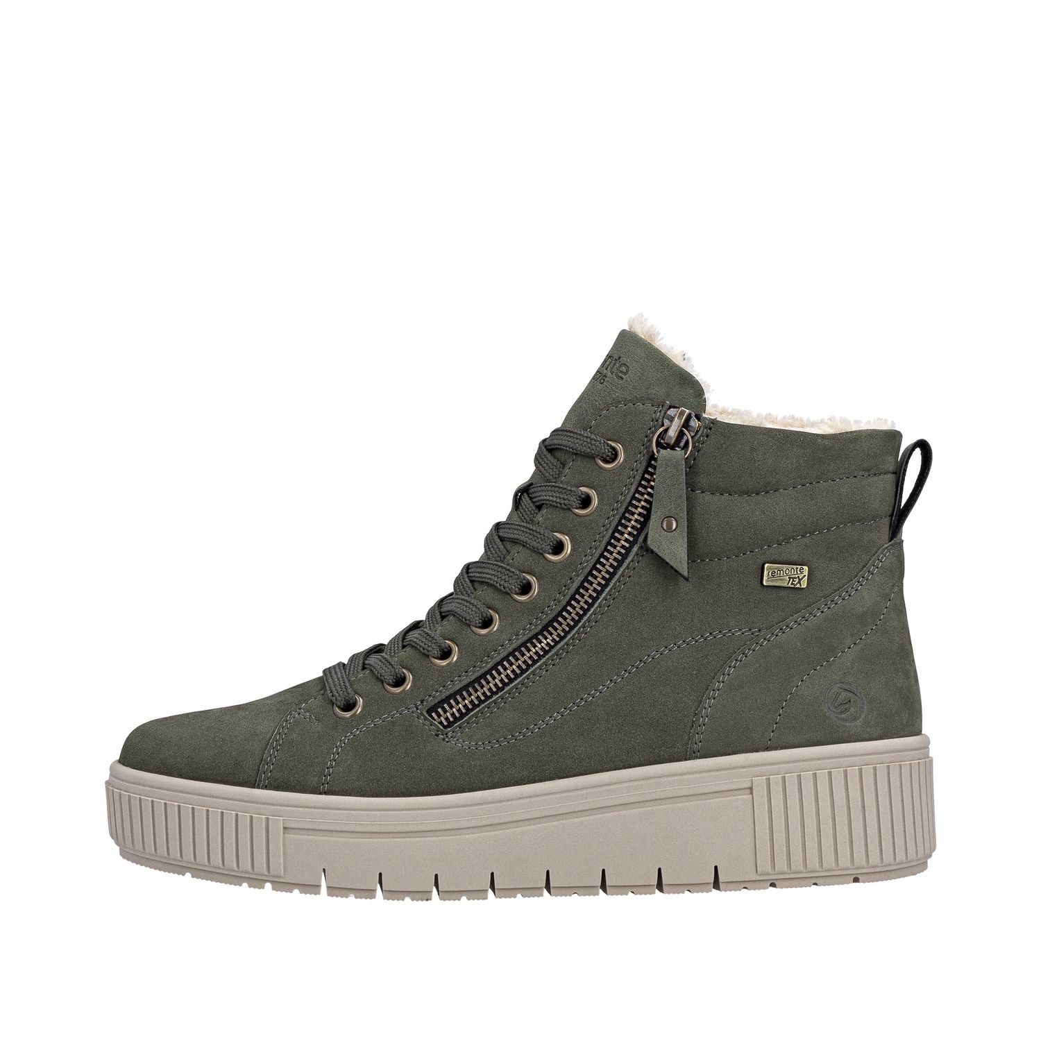 Ankle Boots with Side Zipper in Green