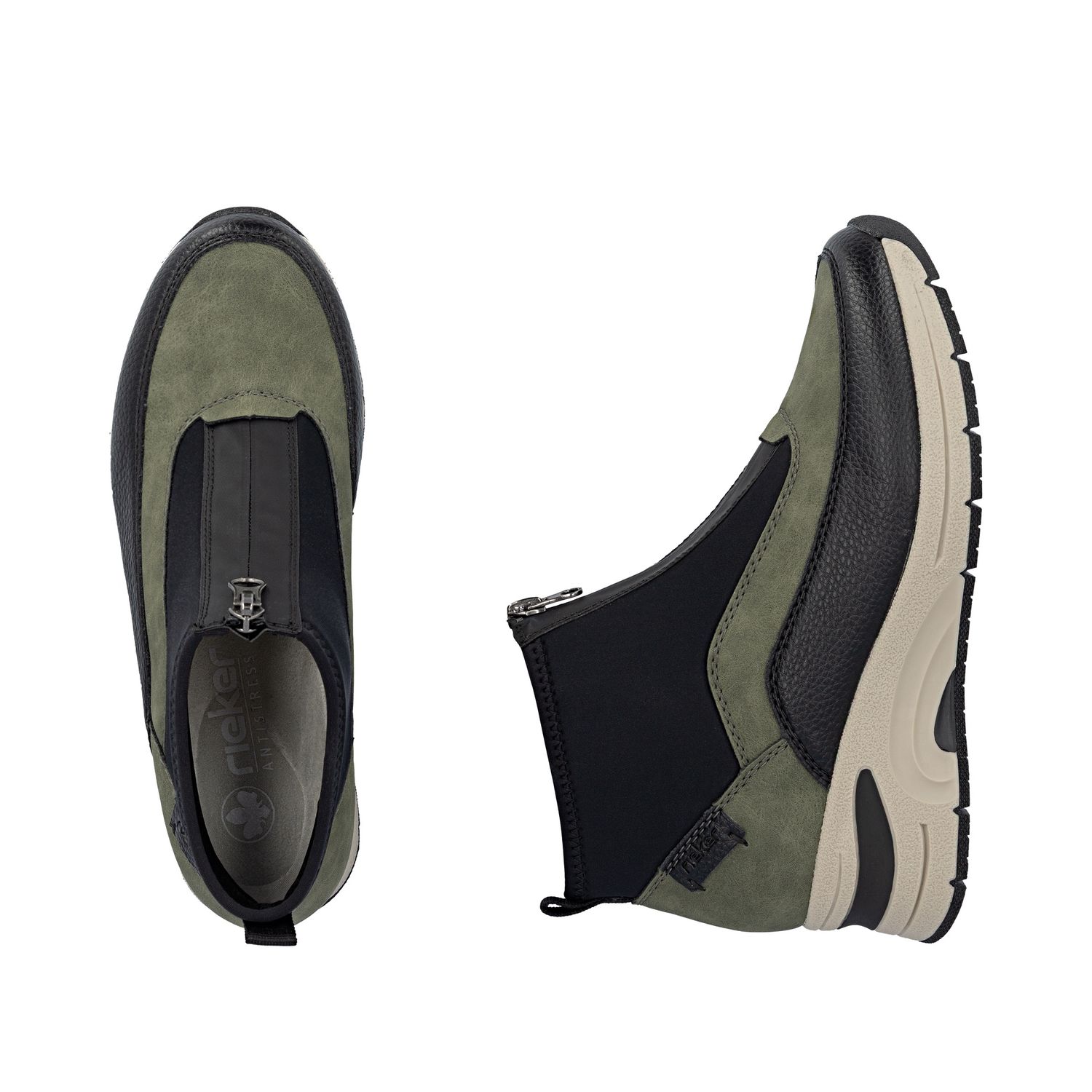 Ankle Boots with Front Zipper in Green