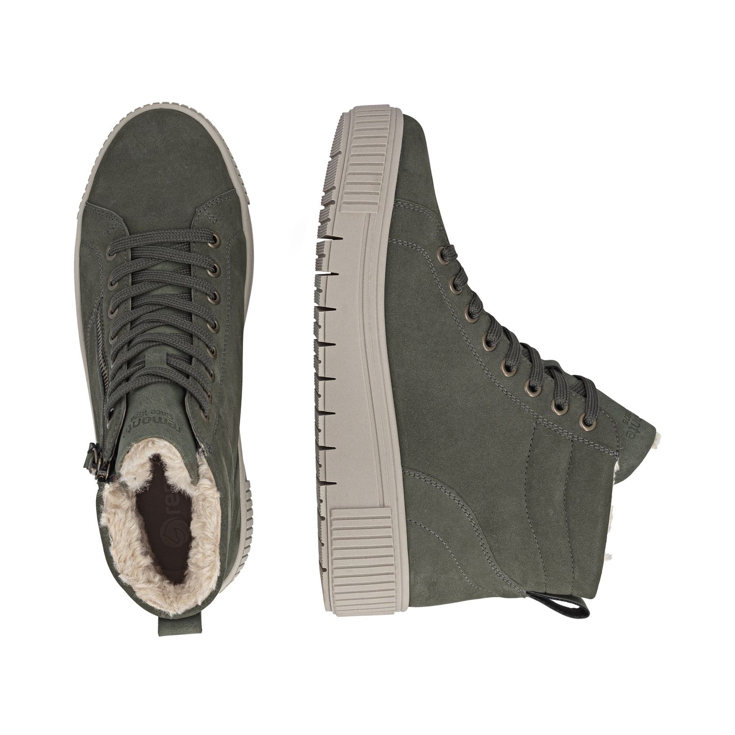 Ankle Boots with Side Zipper in Green
