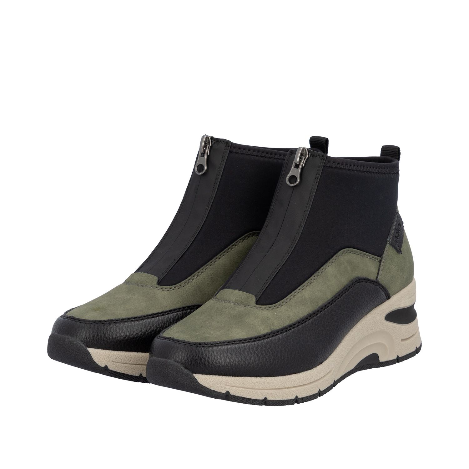 Ankle Boots with Front Zipper in Green