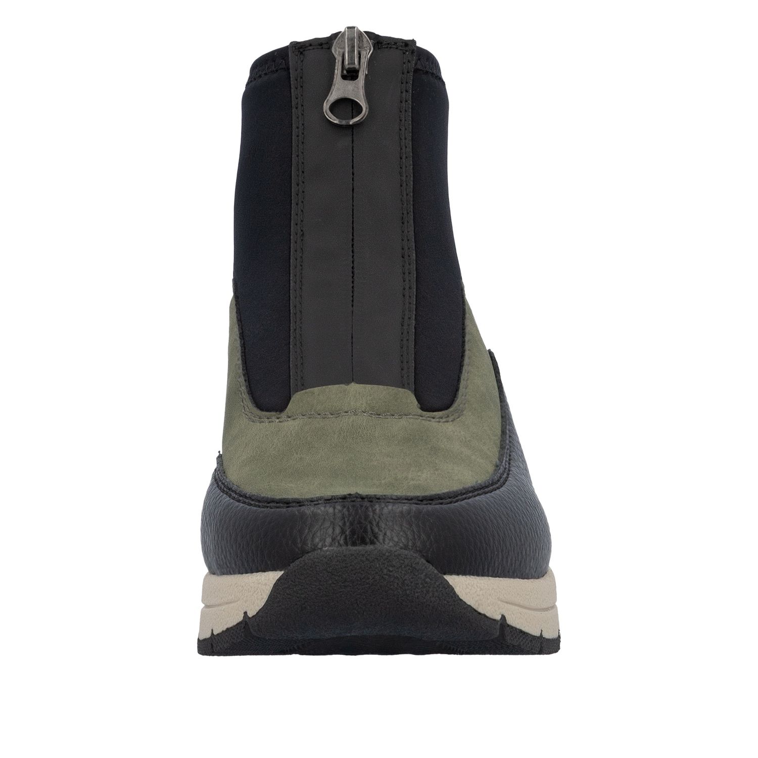 Ankle Boots with Front Zipper in Green