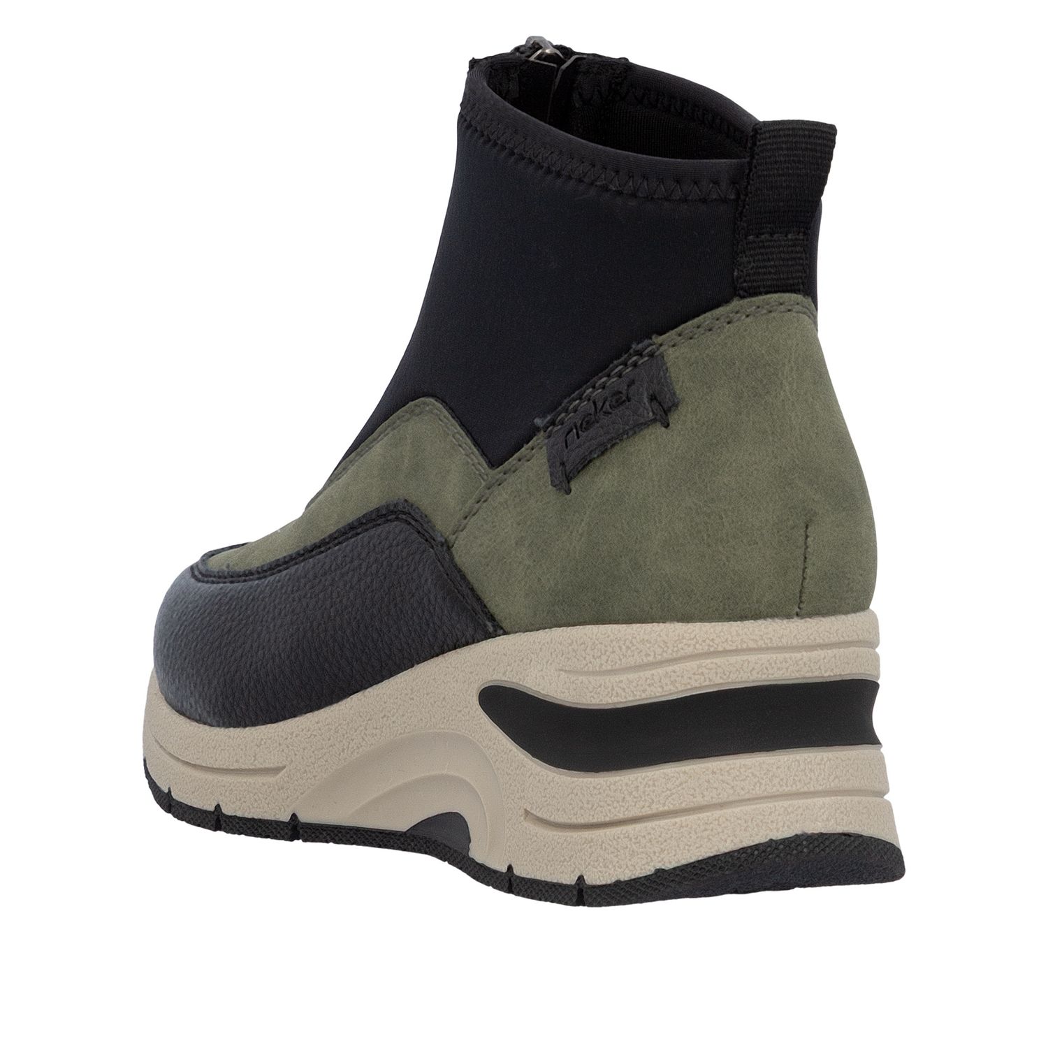 Ankle Boots with Front Zipper in Green