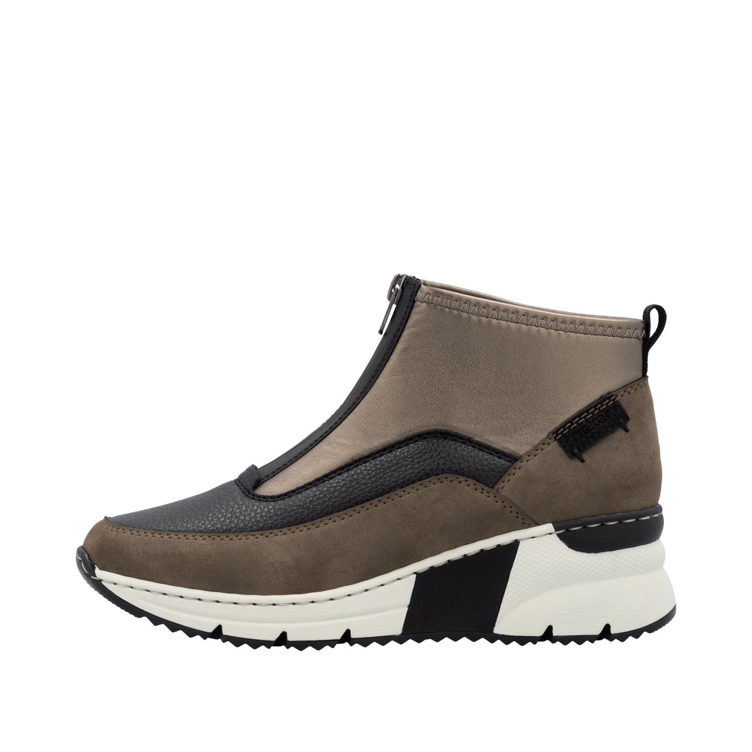 Ankle Boots with Front Zipper in Brown
