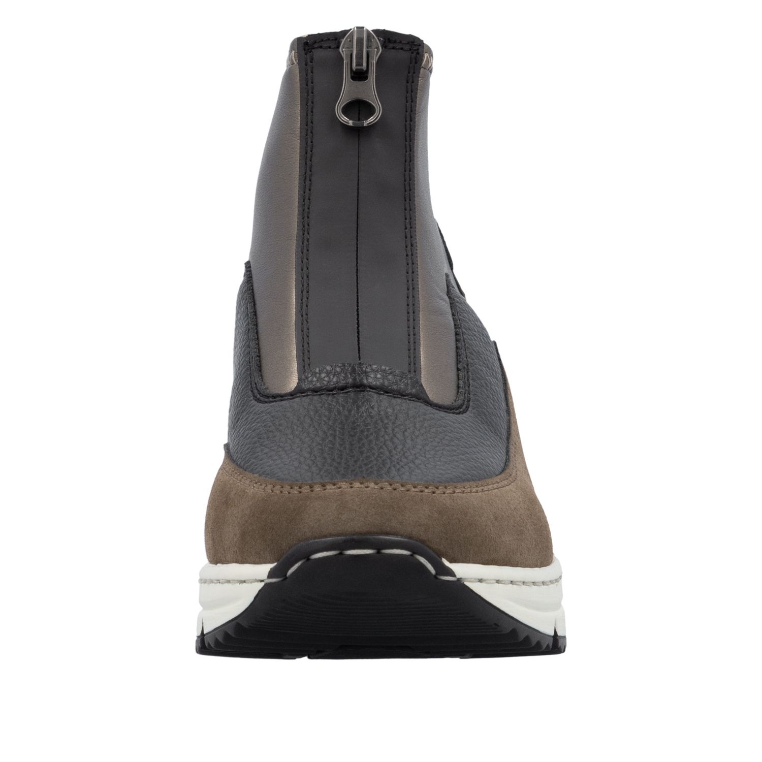 Ankle Boots with Front Zipper in Brown
