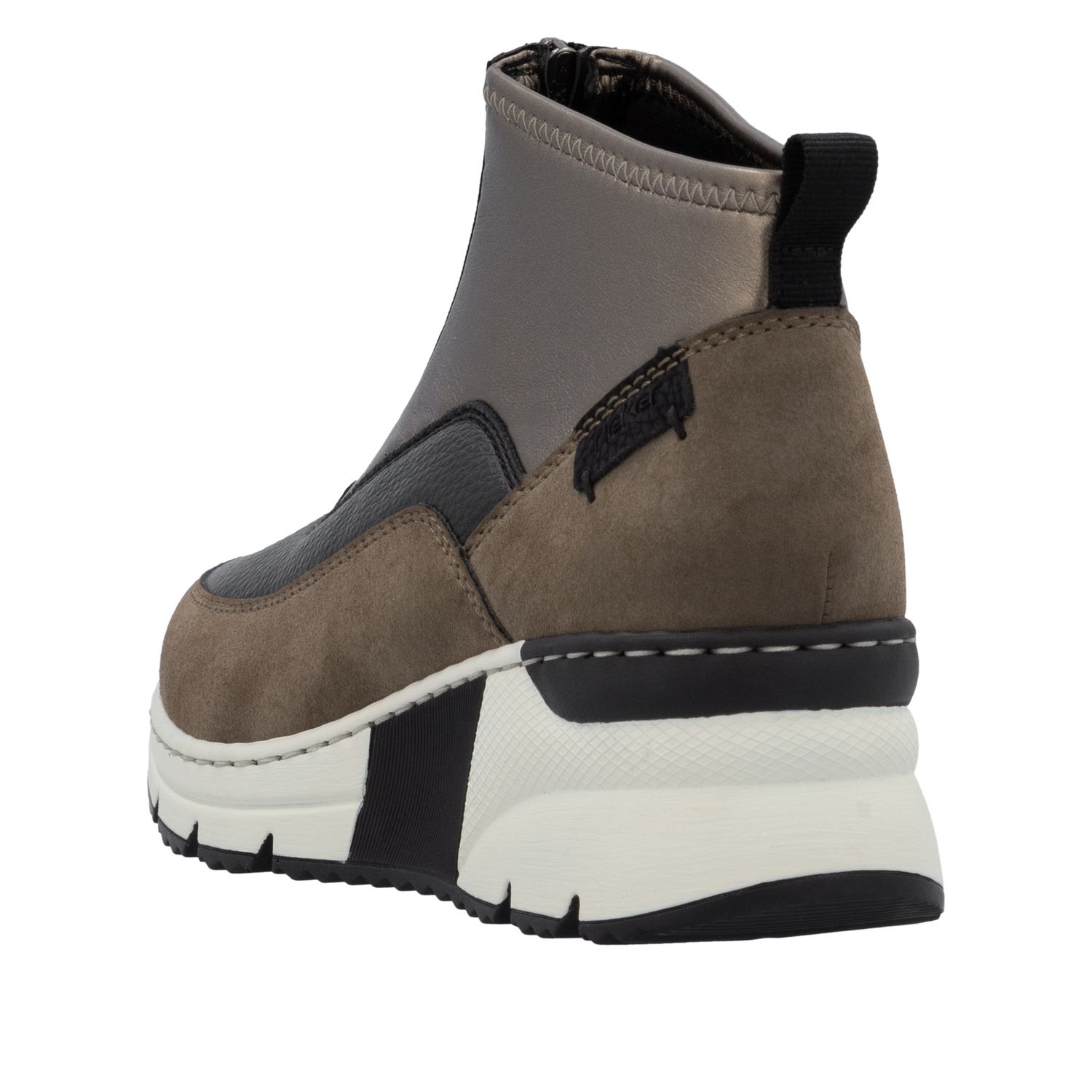 Ankle Boots with Front Zipper in Brown