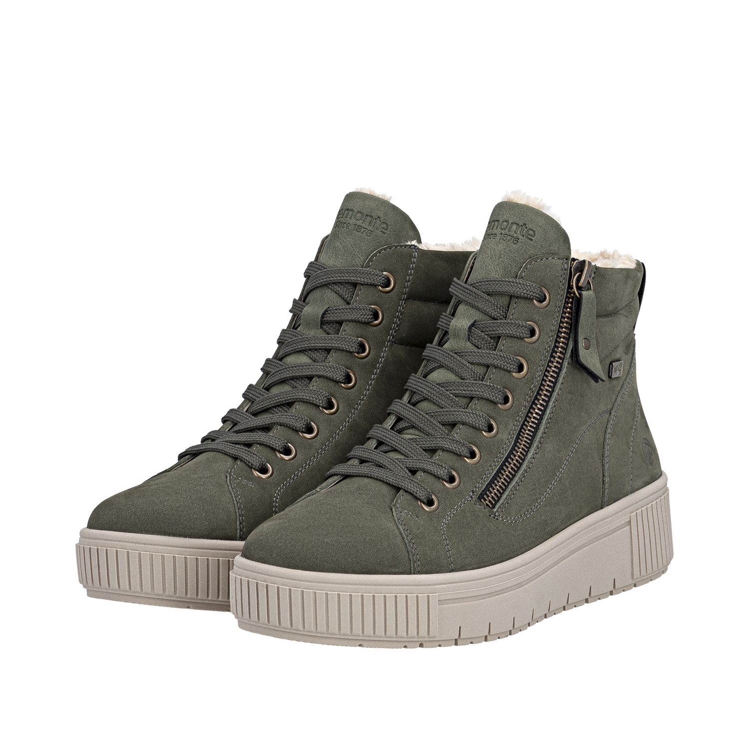 Ankle Boots with Side Zipper in Green