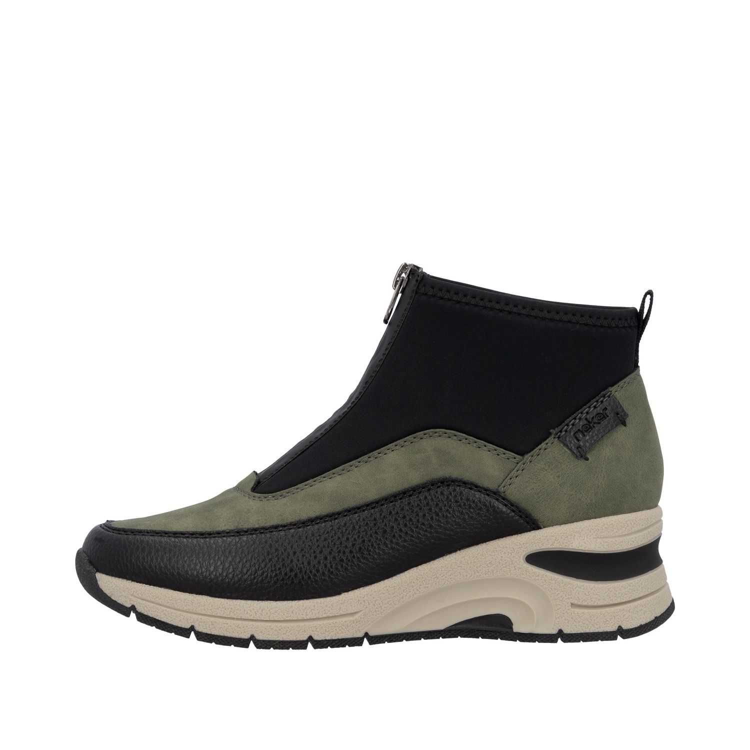 Ankle Boots with Front Zipper in Green