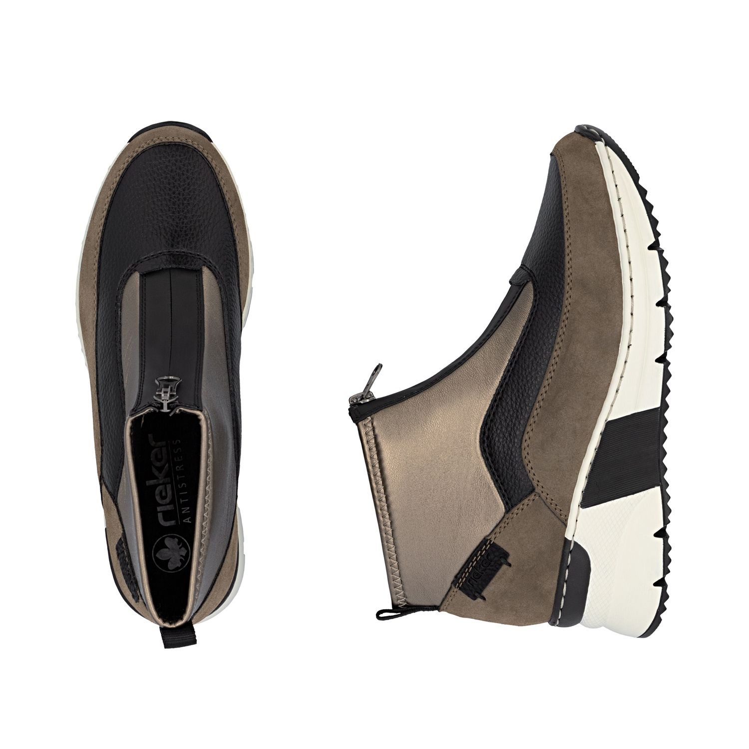Ankle Boots with Front Zipper in Brown