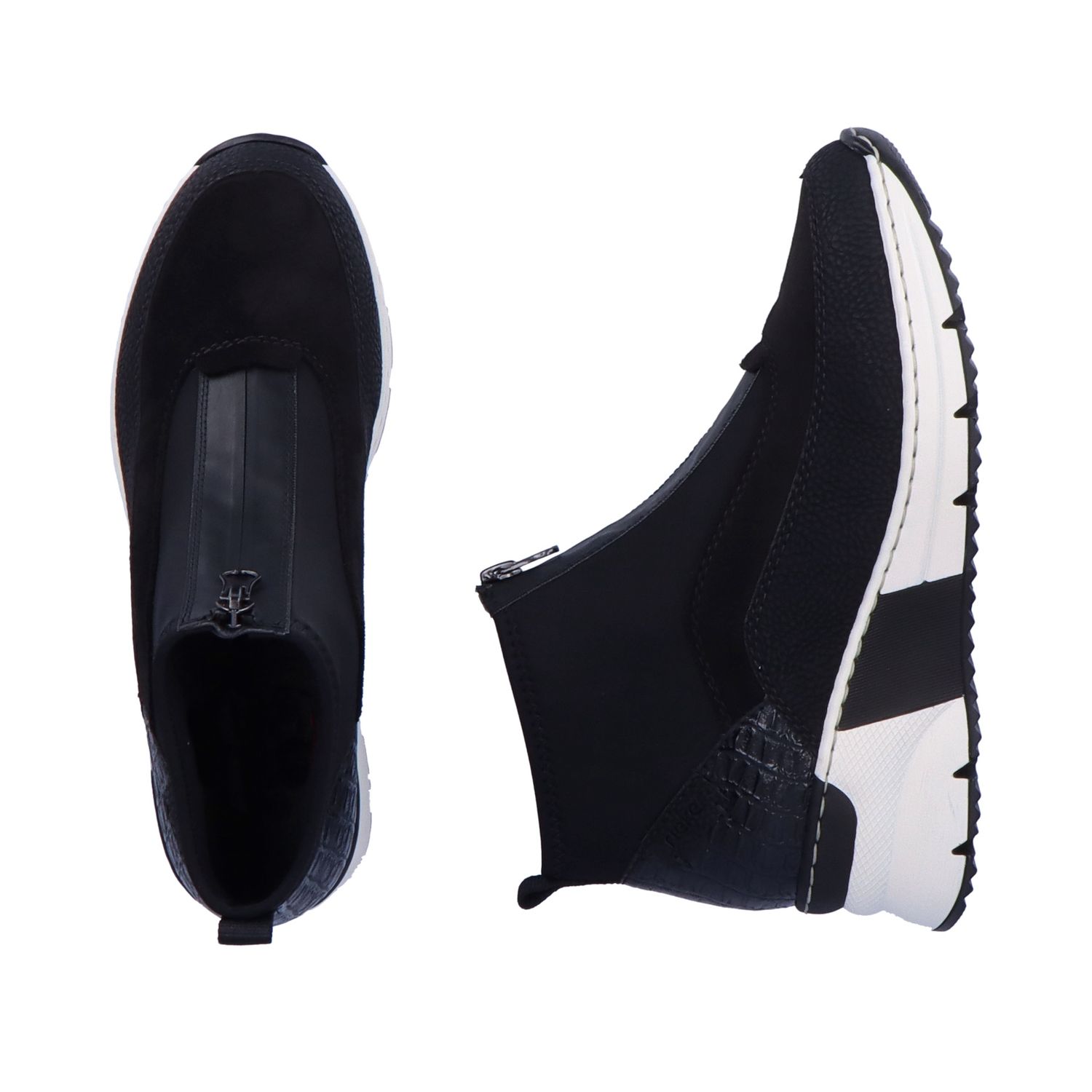 Ankle Boots with Front Zipper in Black