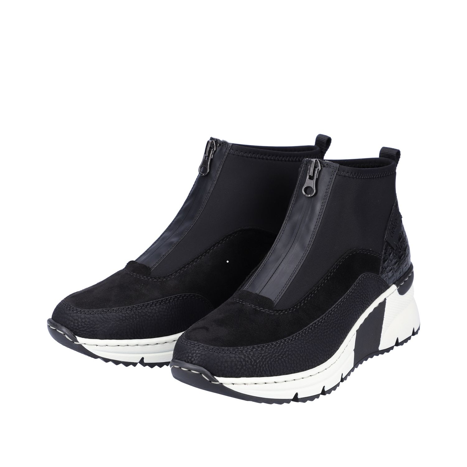 Ankle Boots with Front Zipper in Black
