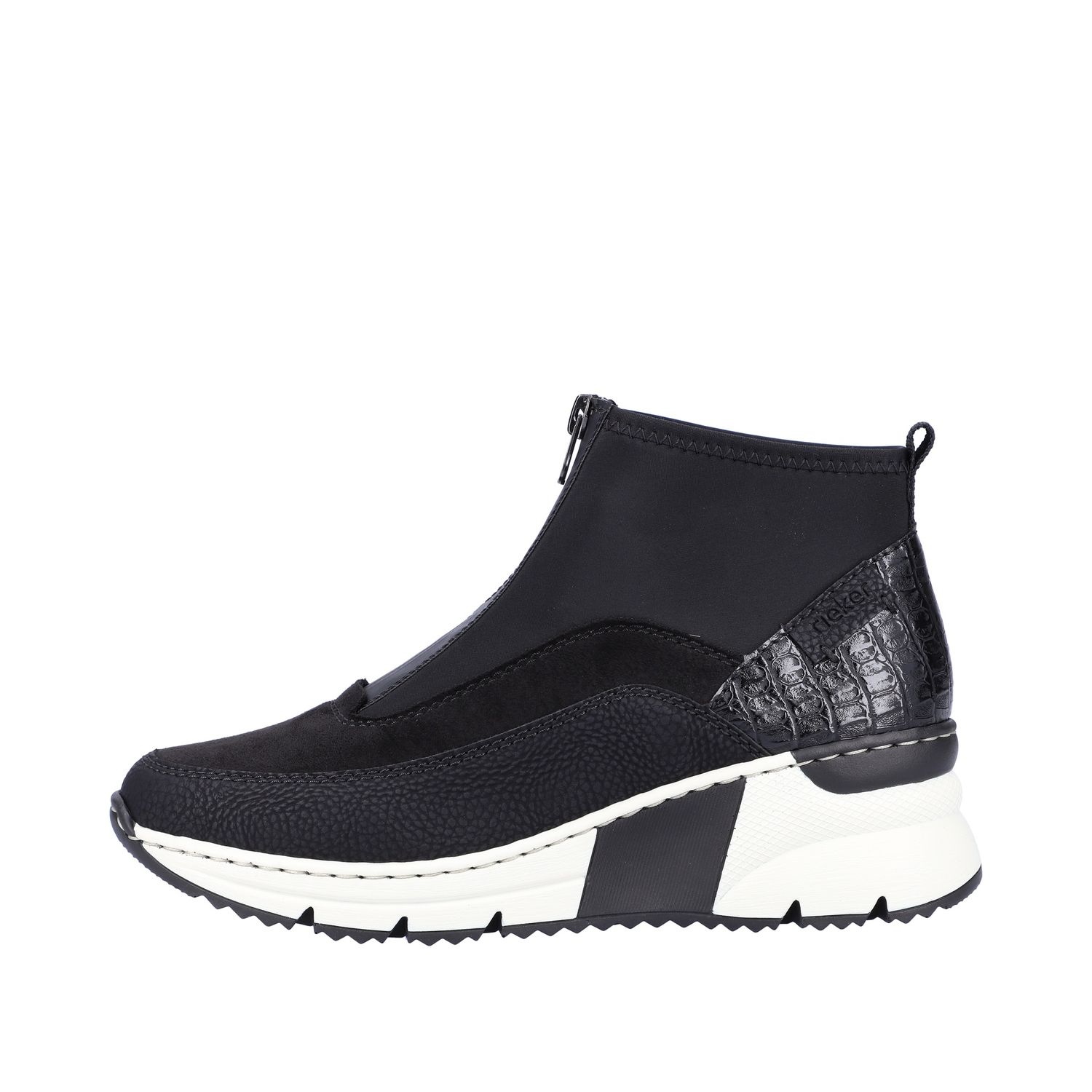 Ankle Boots with Front Zipper in Black
