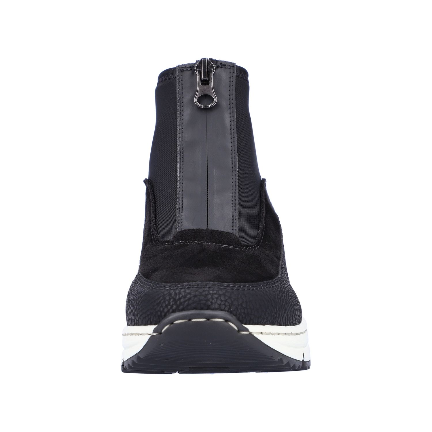 Ankle Boots with Front Zipper in Black