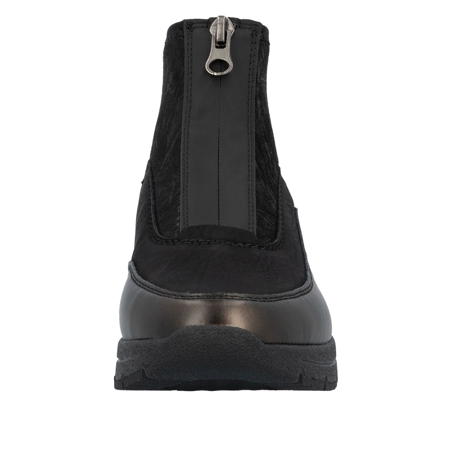 Wedge Ankle Boots with Front Zipper in Black