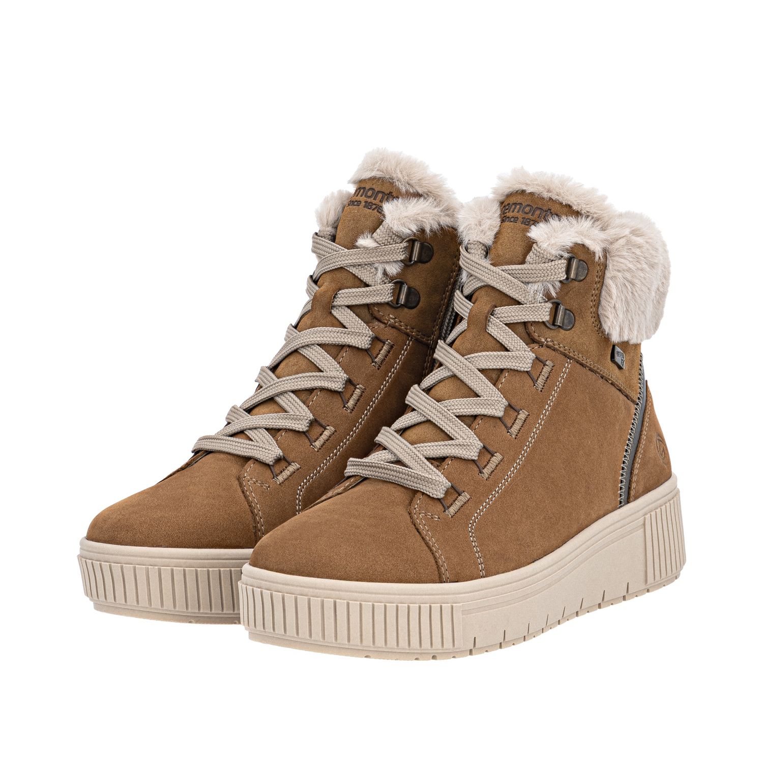 Suede Lace-Up Boots in Brown