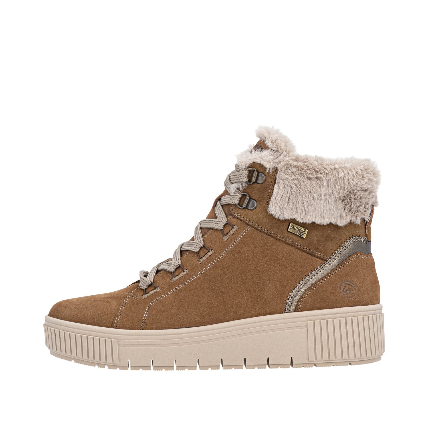 Suede Lace-Up Boots in Brown