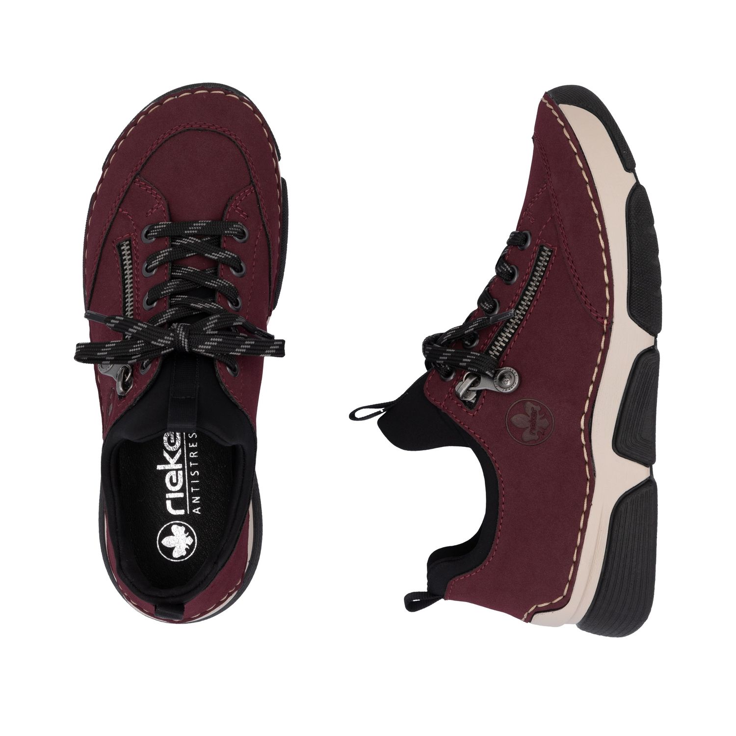 Leather Sneakers with Zipper in Red