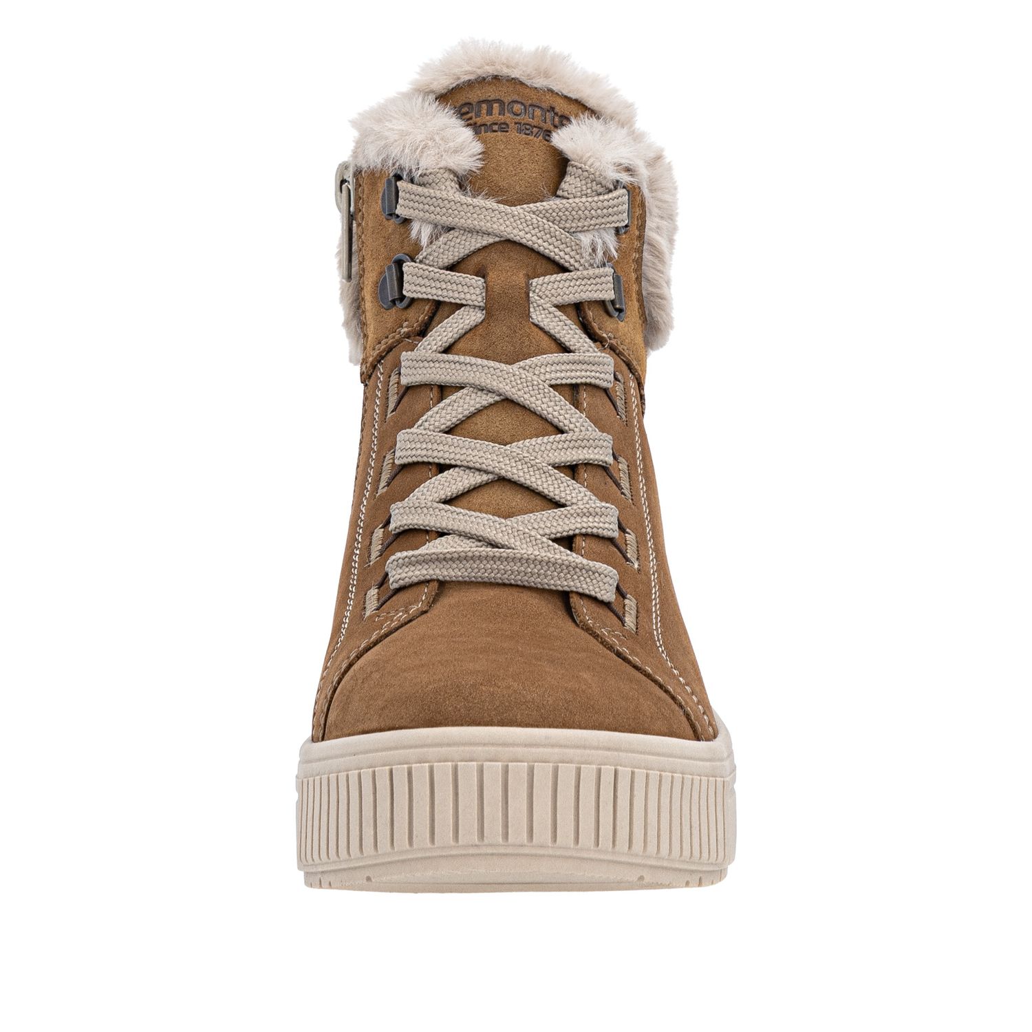 Suede Lace-Up Boots in Brown