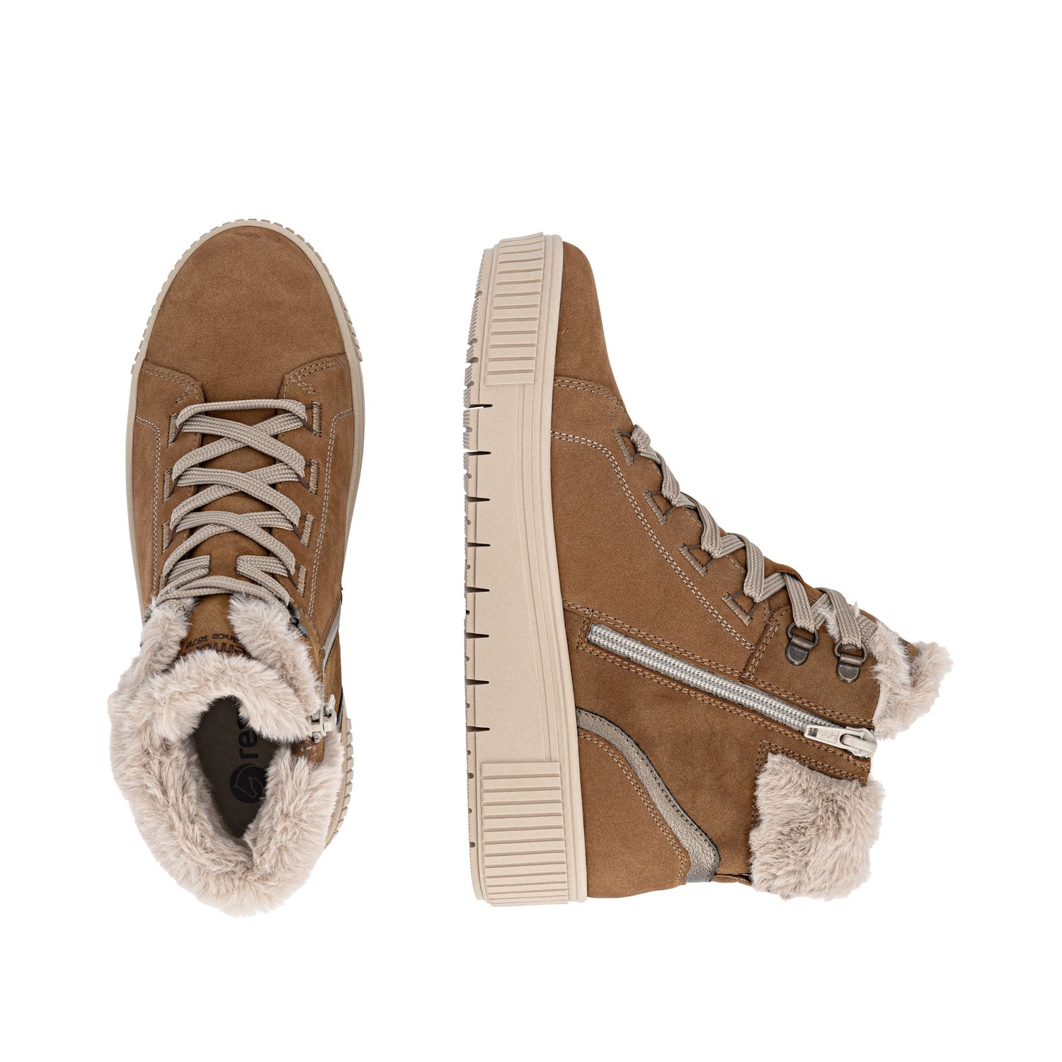 Suede Lace-Up Boots in Brown