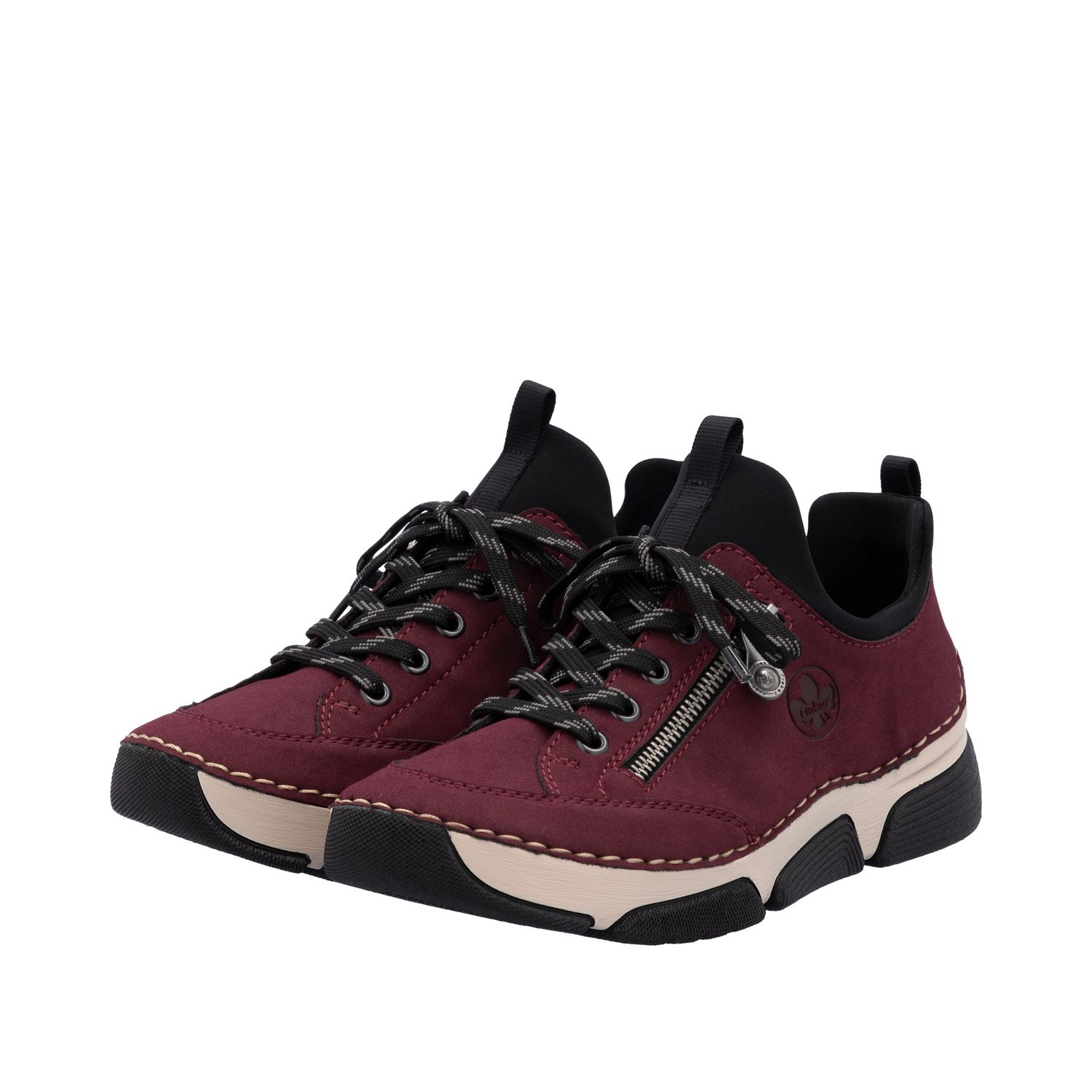 Leather Sneakers with Zipper in Red