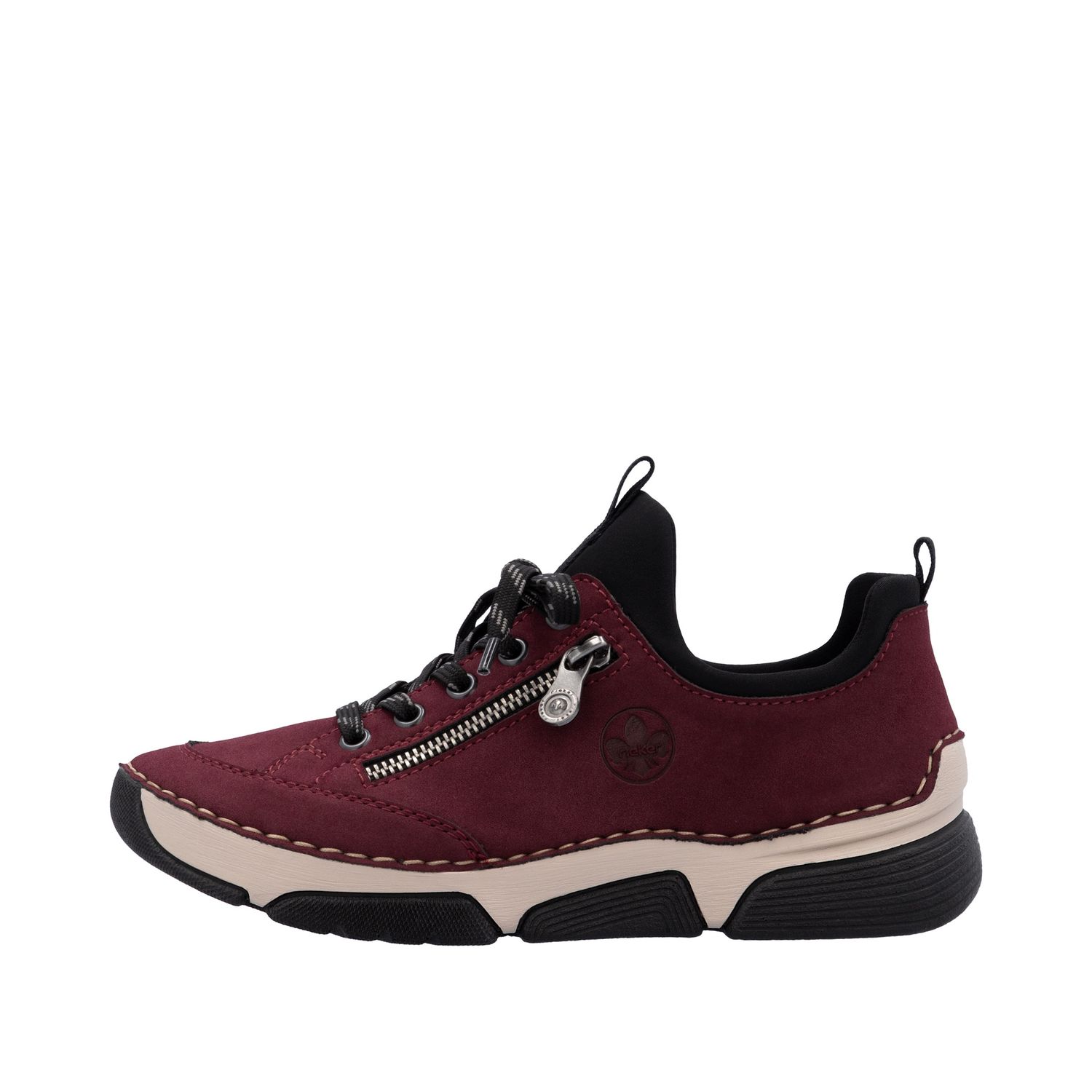 Leather Sneakers with Zipper in Red
