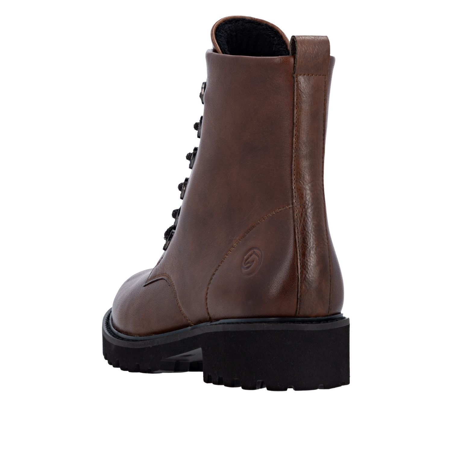 Lace-Up Ankle Boots with Shiny Details in Brown