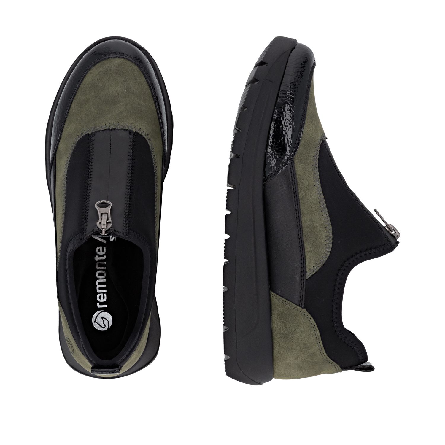 Casual Sneaker with Front Zipper in Green