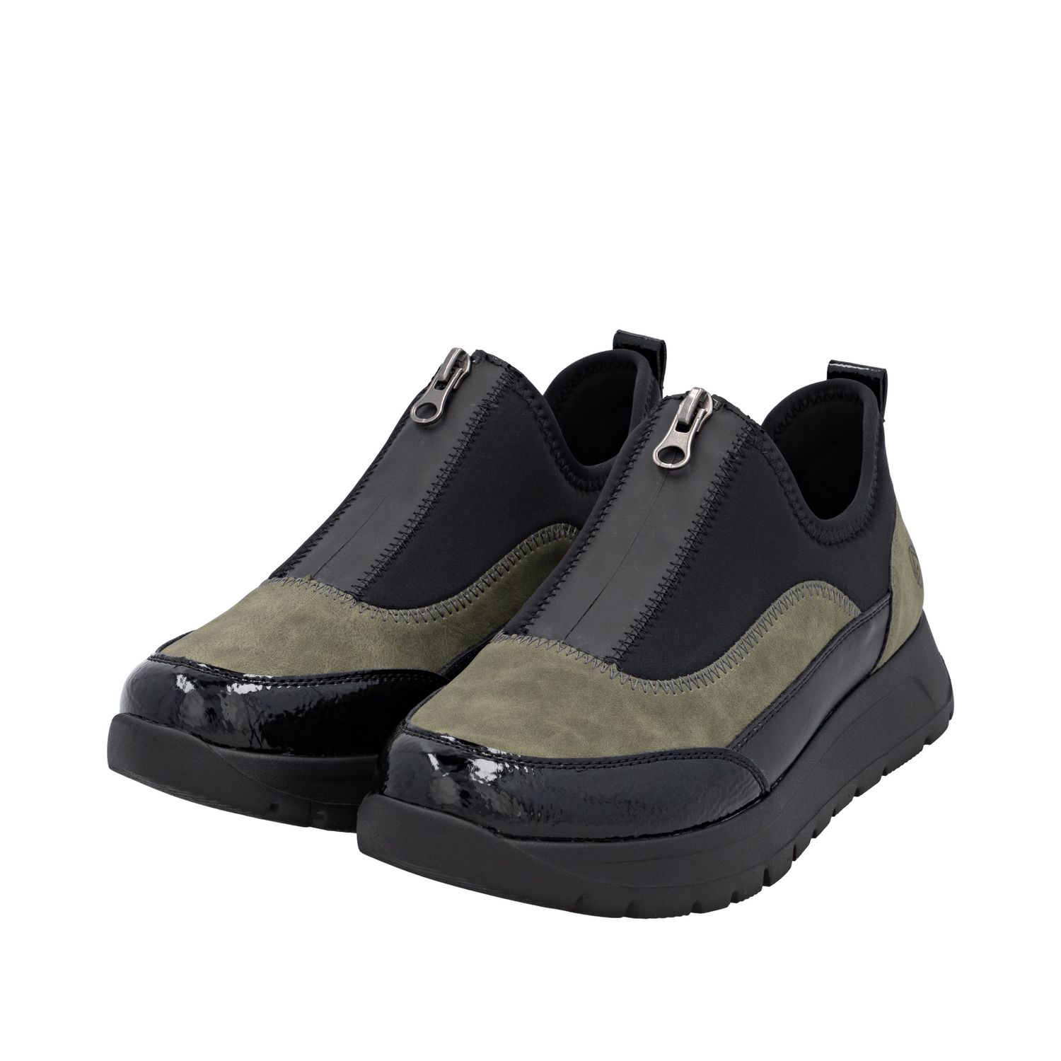 Casual Sneaker with Front Zipper in Green