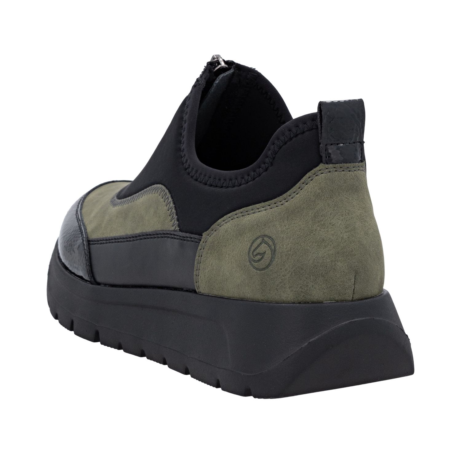 Casual Sneaker with Front Zipper in Green