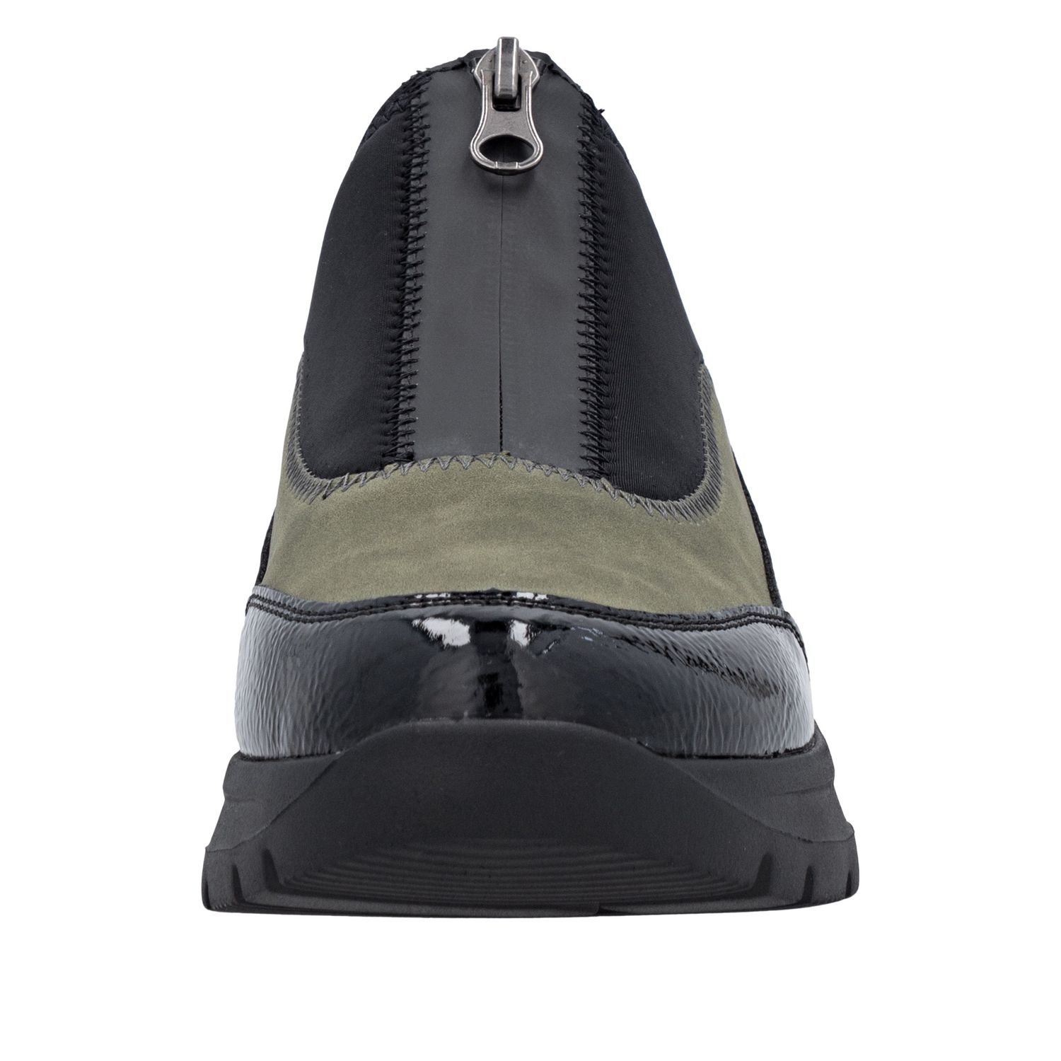 Casual Sneaker with Front Zipper in Green