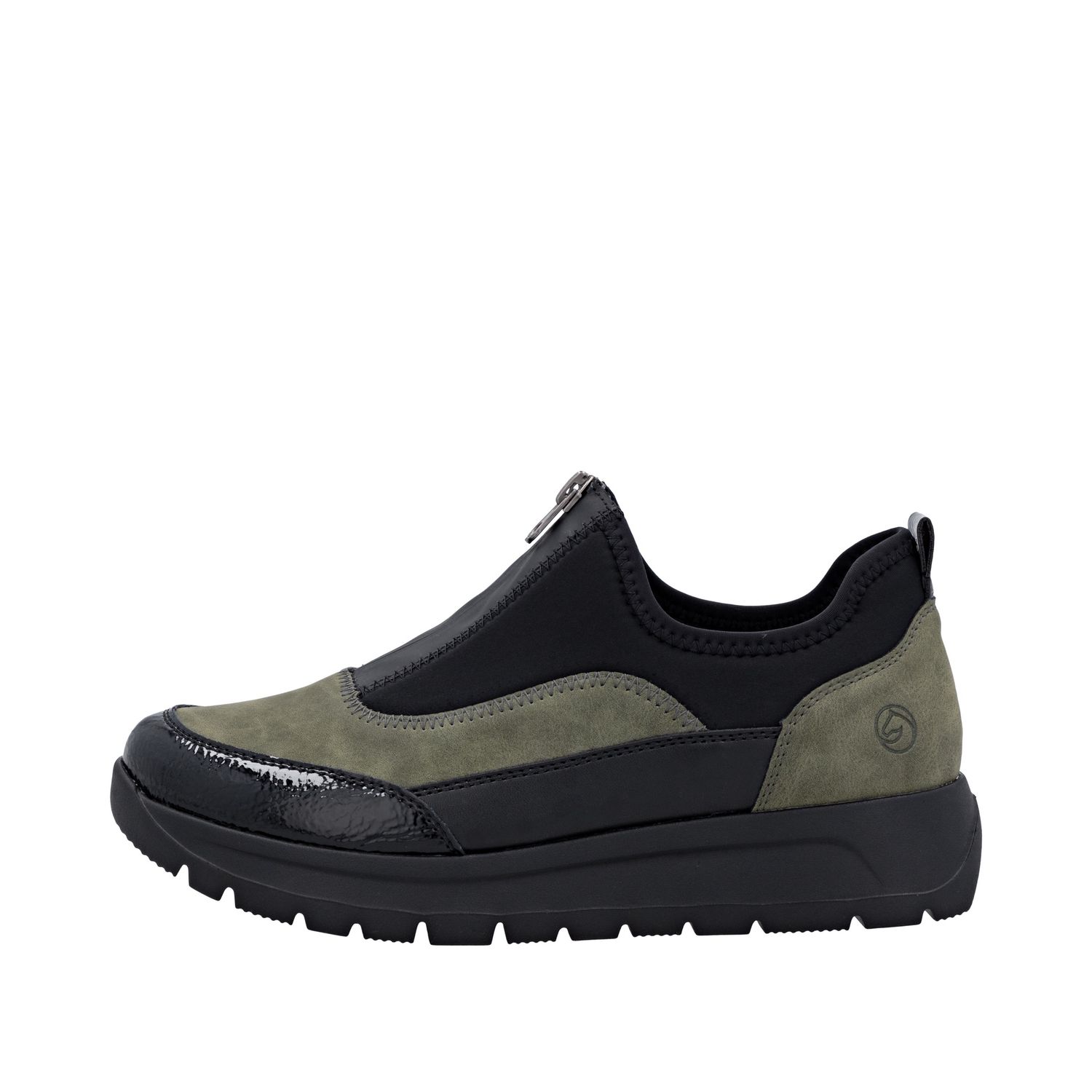Casual Sneaker with Front Zipper in Green