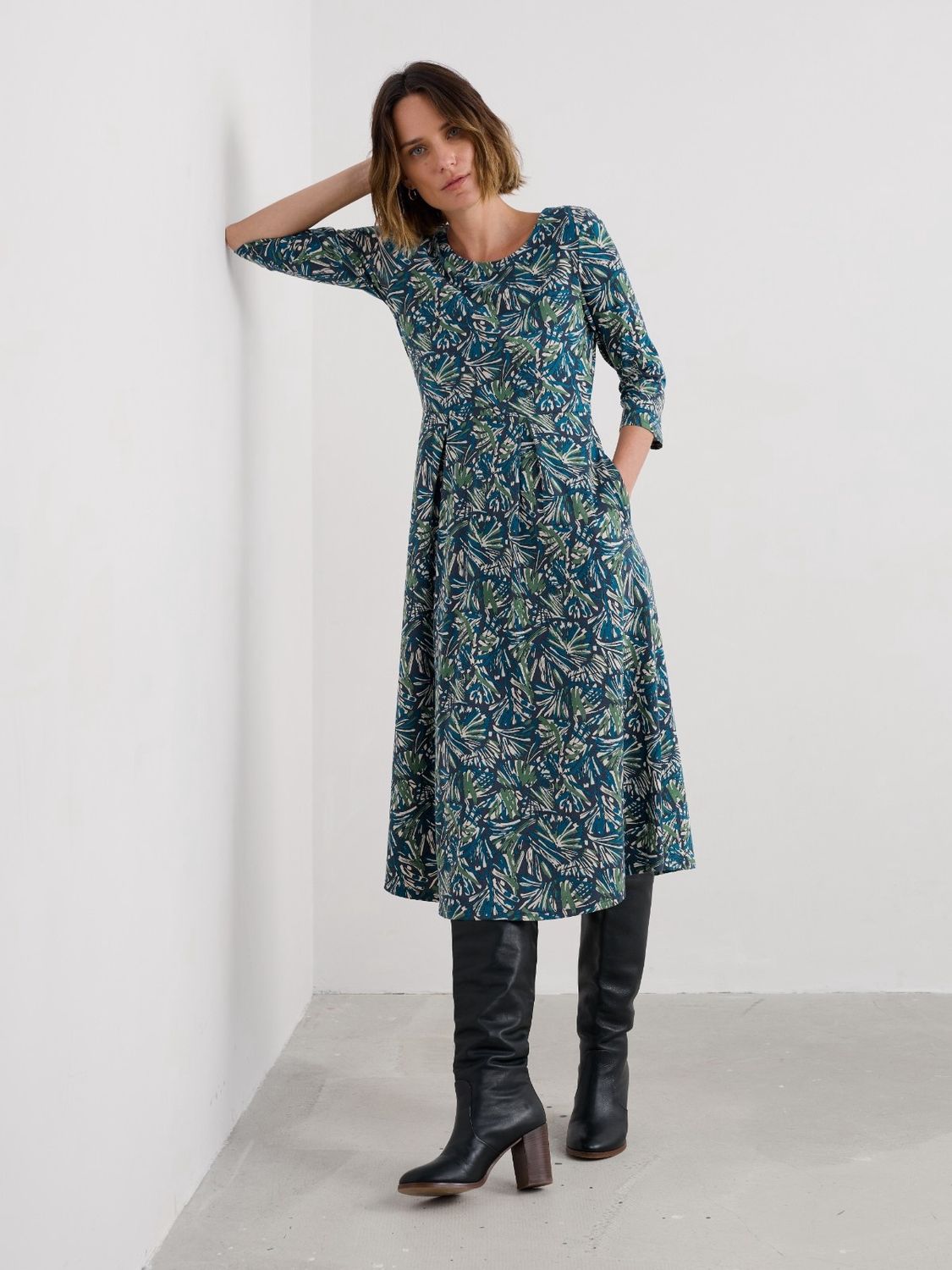 Veronica Dress in Artist Marks Maritime